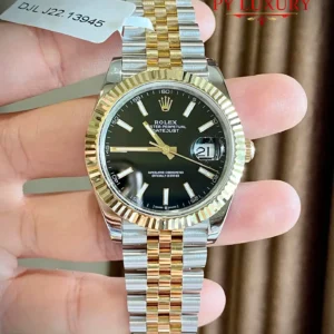 Rolex Datejust 126333 Black Dial 10K Yellow Gold Wrapped Jubilee Bracelet 1:1 Replica 41mm