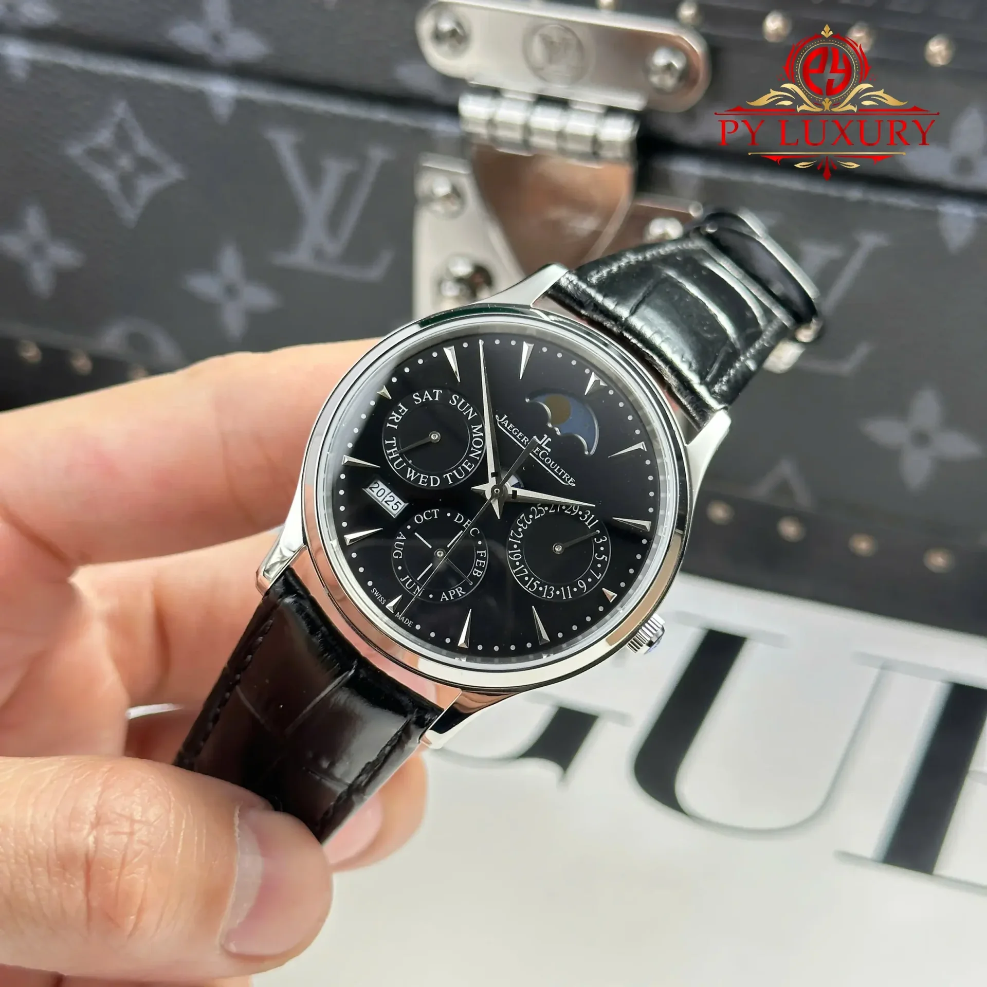 Jaeger LeCoultre Master Ultra Thin Perpetual Calendar Black Dial Leather Strap Best Replica VR Factory 39mm - 图片 2