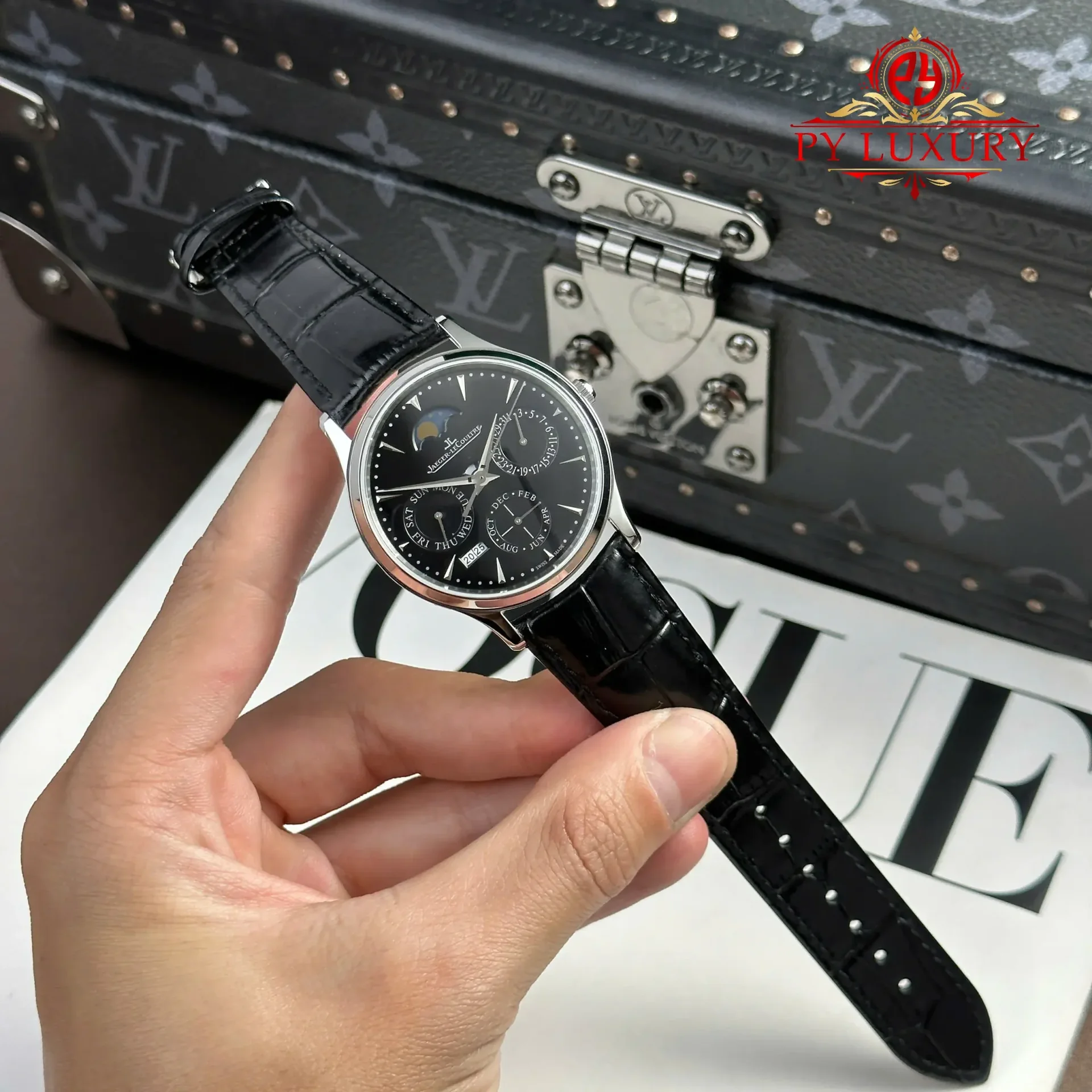 Jaeger LeCoultre Master Ultra Thin Perpetual Calendar Black Dial Leather Strap Best Replica VR Factory 39mm - 图片 3