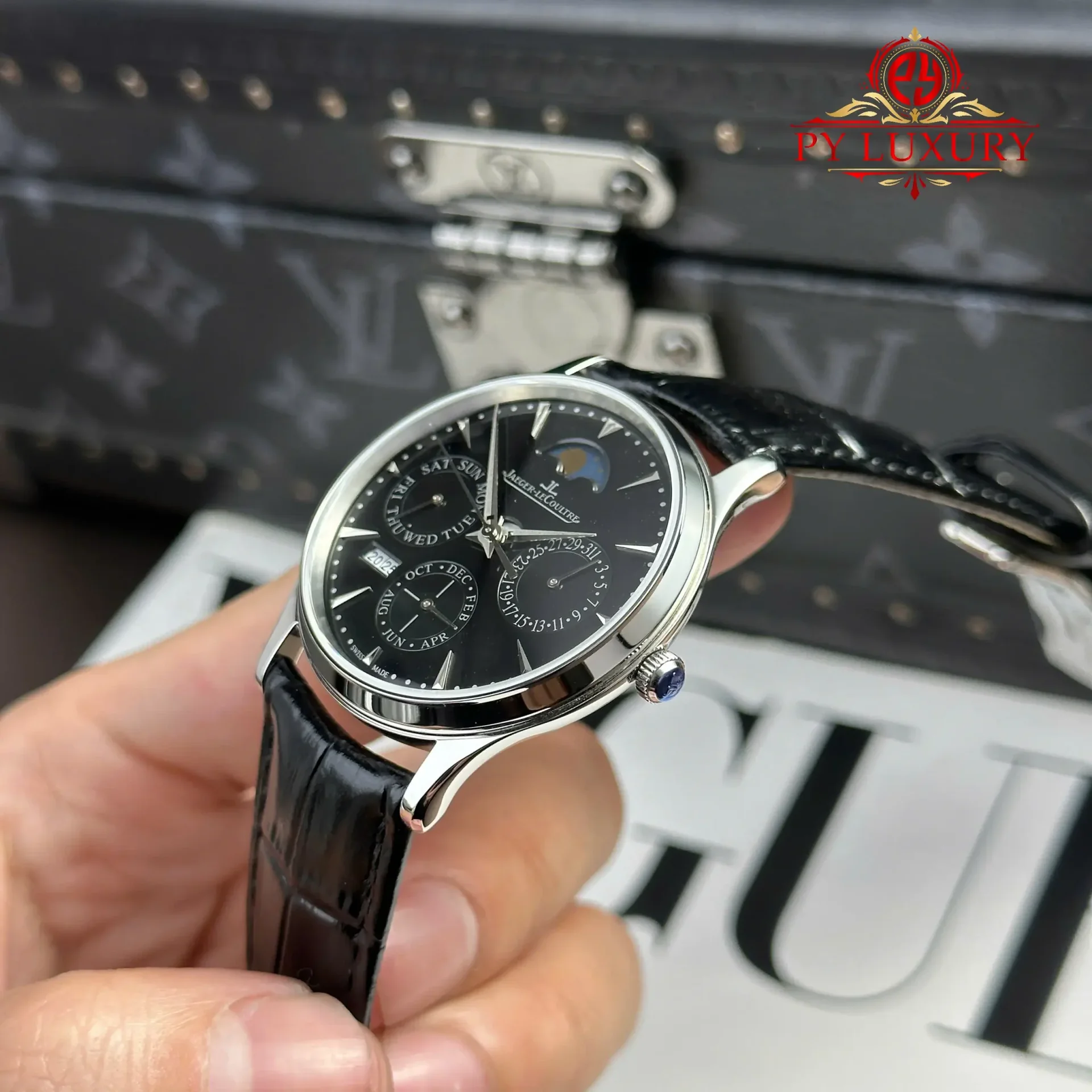 Jaeger LeCoultre Master Ultra Thin Perpetual Calendar Black Dial Leather Strap Best Replica VR Factory 39mm - 图片 4