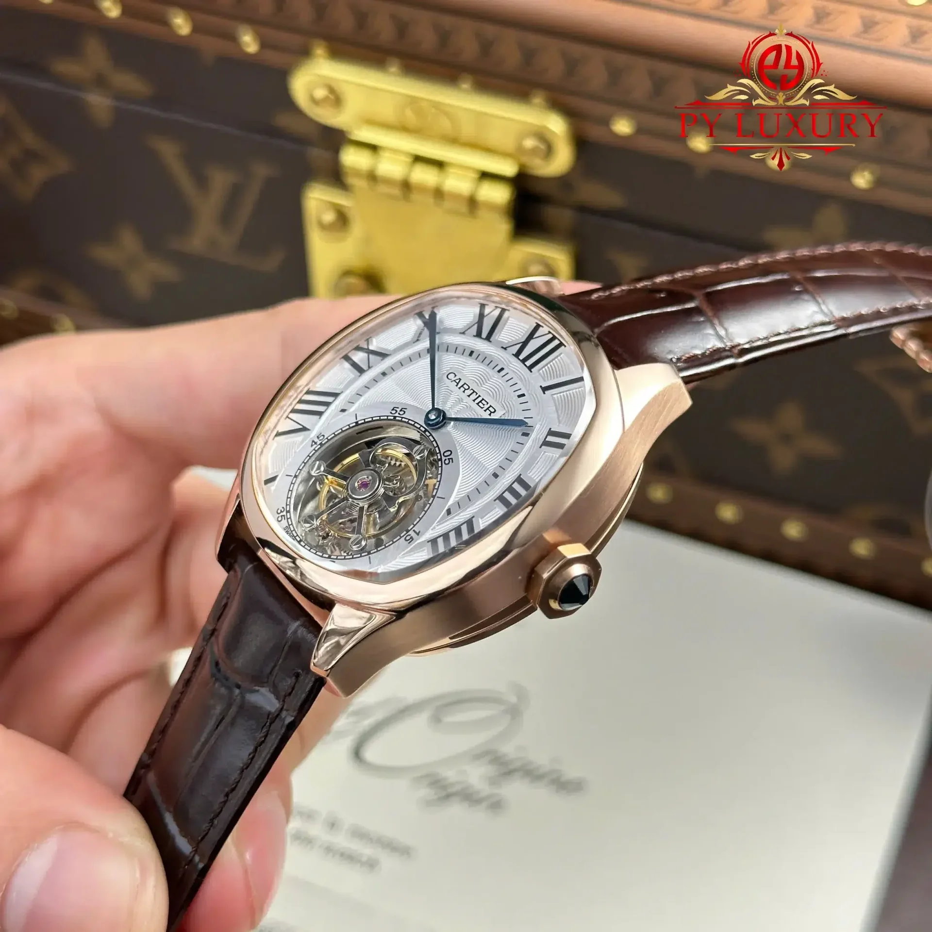 Cartier Drive De Cartier W4100013 Tourbillon Rose Gold Leather Strap Best Replica 40x41mm - 图片 3