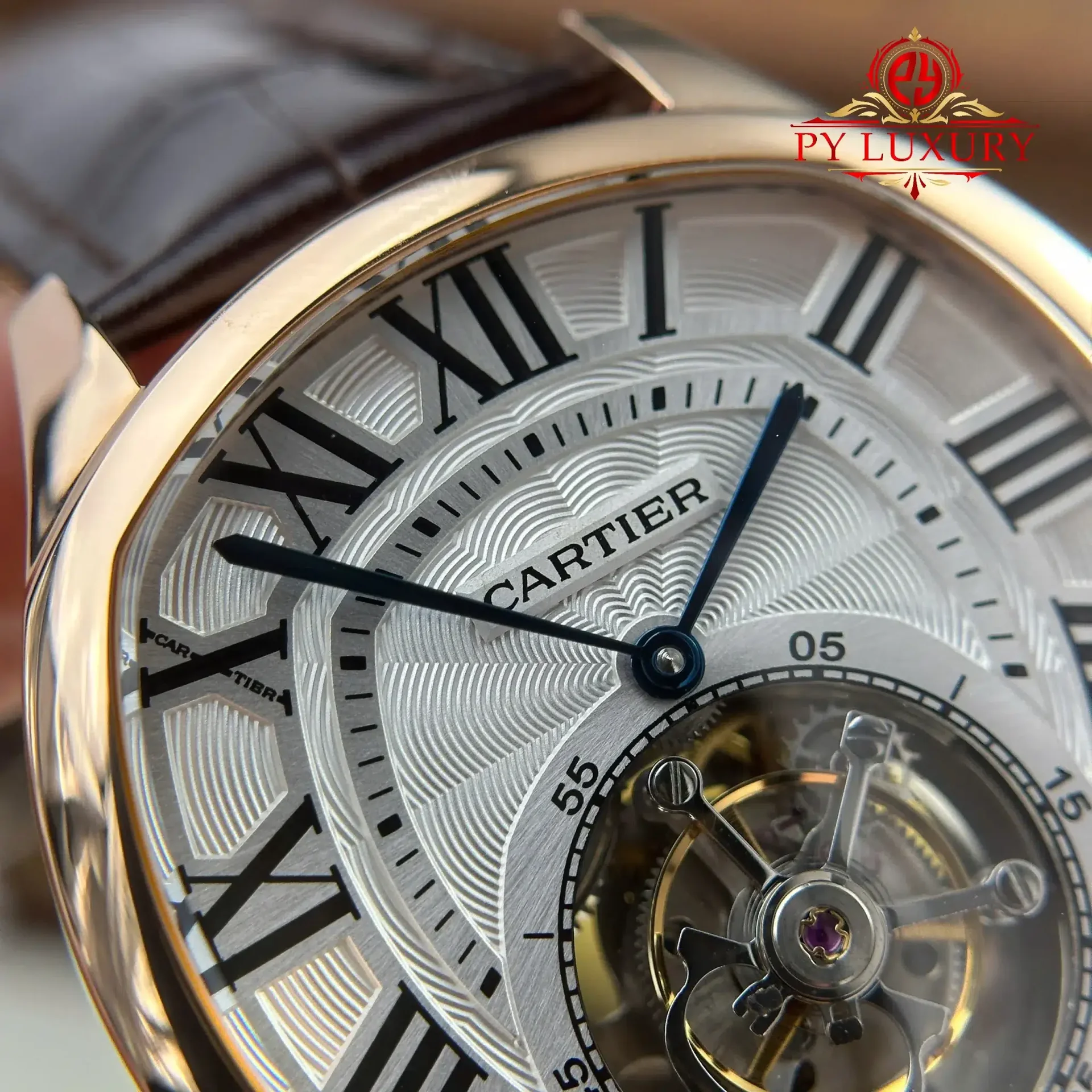 Cartier Drive De Cartier W4100013 Tourbillon Rose Gold Leather Strap Best Replica 40x41mm - 图片 6