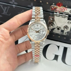 Rolex Datejust 126231 Rose Gold/Steel Silver Palm Motif Dial Luminous Hour Markers Jubilee 1:1 Best Replica 36mm