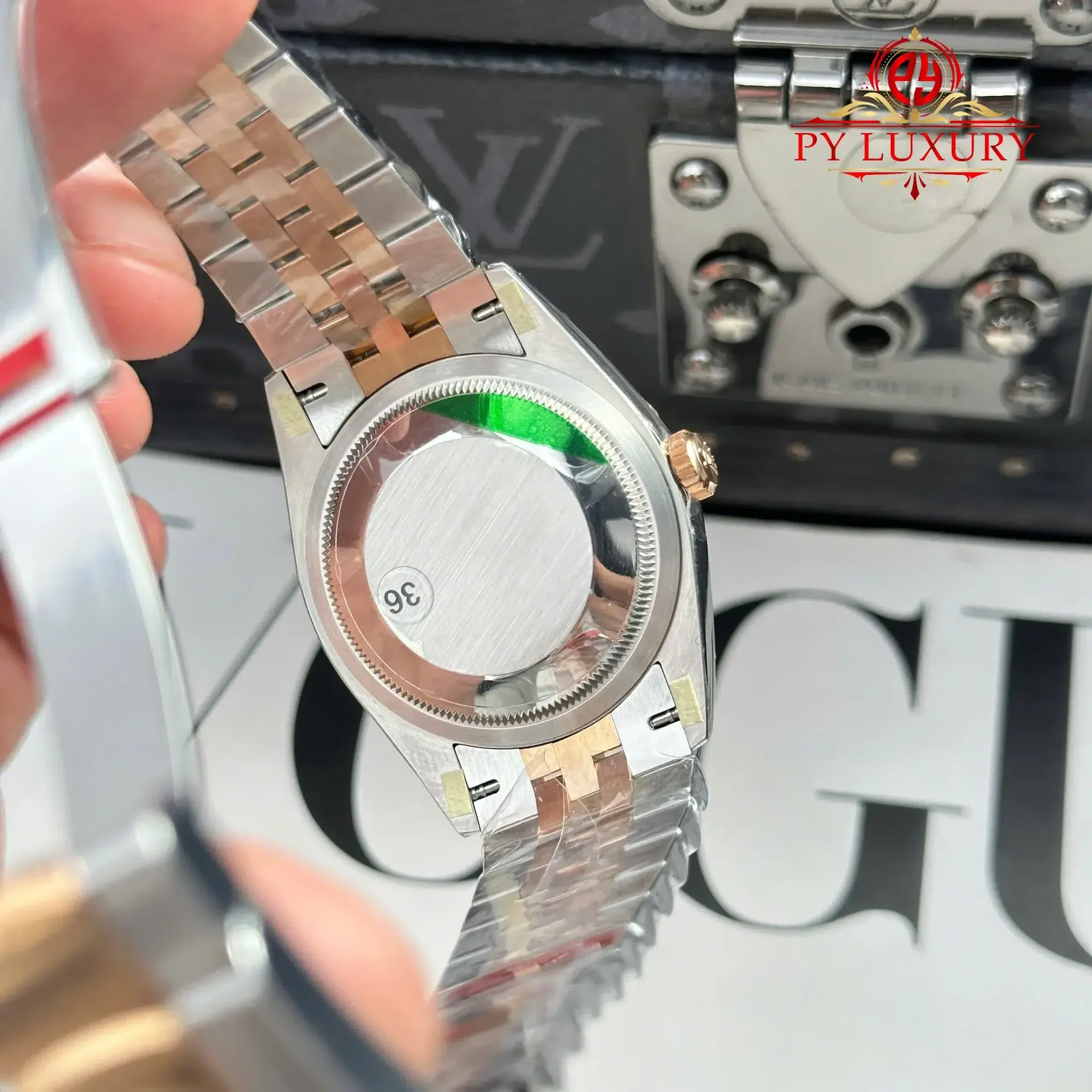 Rolex Datejust 126231 Rose Gold/Steel Silver Palm Motif Dial Luminous Hour Markers Jubilee 1:1 Best Replica 36mm - 图片 10
