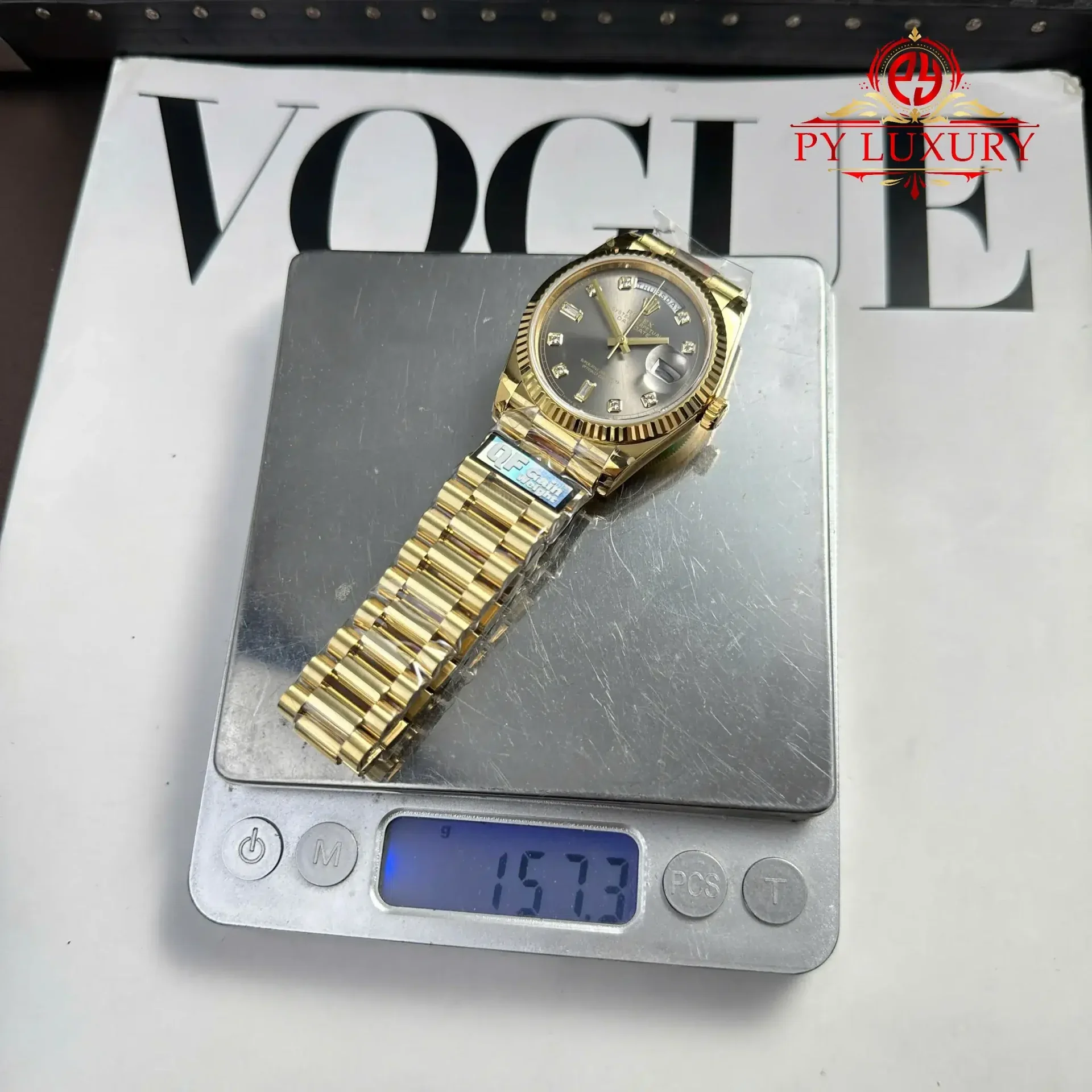 Rolex Day-Date 128238-0022 Yellow Gold Dark Grey Diamond-set Dial 158g 1:1 Best Replica QF 36mm - 图片 4
