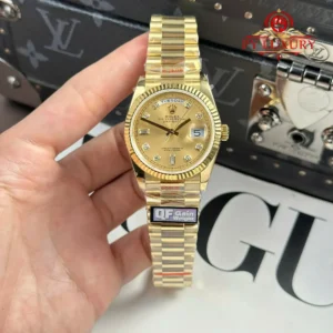 Rolex Day-Date 128238-0008 Yellow Gold Champagne-colour Diamond-set Dial 1:1 Best Replica QF 36mm