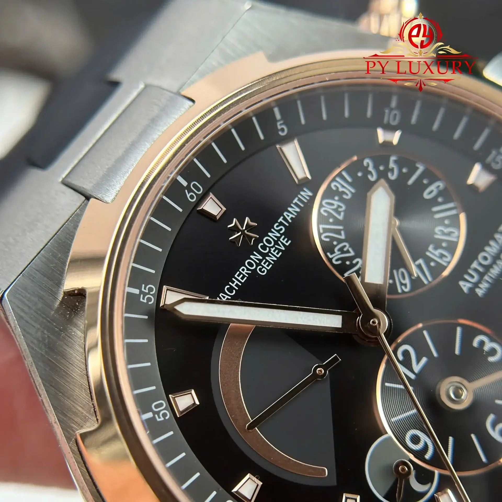 Vacheron Constantin Overseas Dual Time 47450/000M-9644 Two Tone Rose Gold Grey Dial Rubber Band Best Replica 42mm - 图片 6