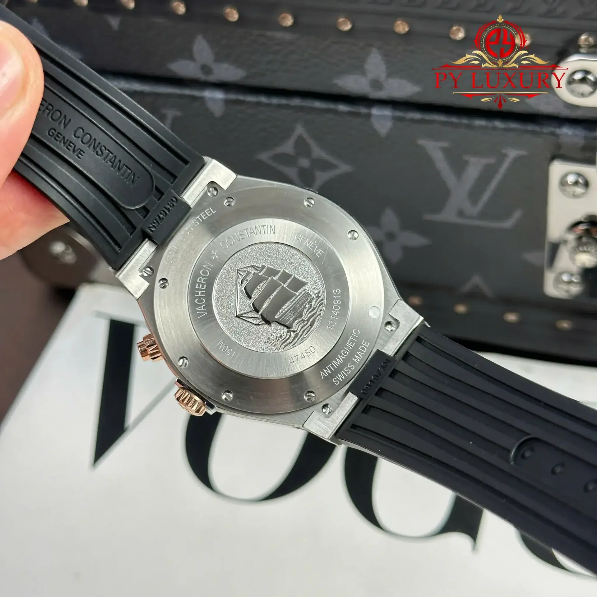 Vacheron Constantin Overseas Dual Time 47450/000M-9644 Two Tone Rose Gold Grey Dial Rubber Band Best Replica 42mm - 图片 9