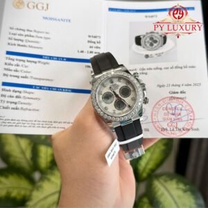Rolex Daytona 126589RBR-0001 Custom White & Black MOP Dial Moisssanite Bezel Oysterflex 1:1 Best Replica 40mm