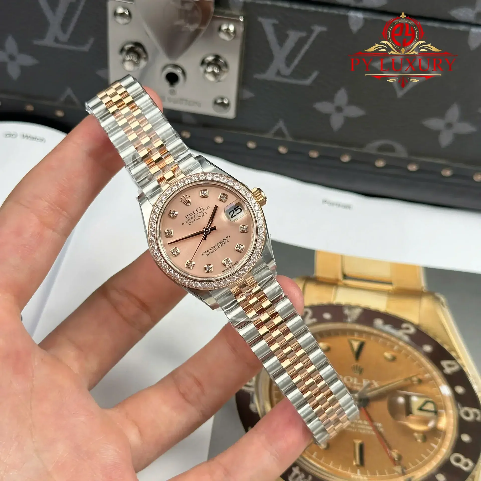 Rolex Datejust 278381RBR Two Tone Rose Gold Rose Colour Dial Stone-set Bezel Jubilee Bracelet 1:1 Best Clone THB 31mm - 图片 2