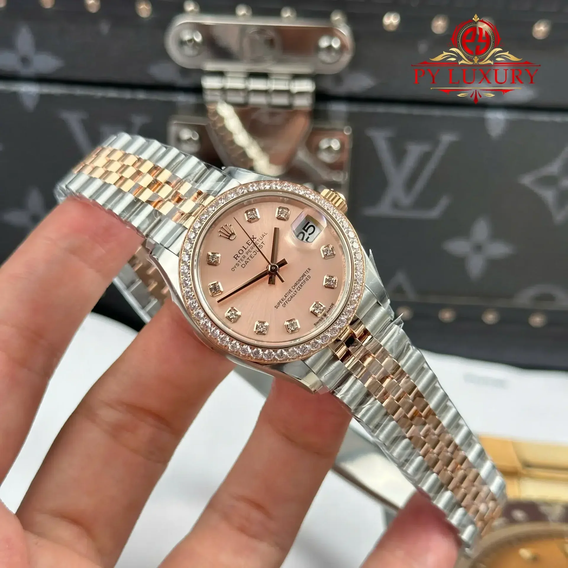 Rolex Datejust 278381RBR Two Tone Rose Gold Rose Colour Dial Stone-set Bezel Jubilee Bracelet 1:1 Best Clone THB 31mm - 图片 4