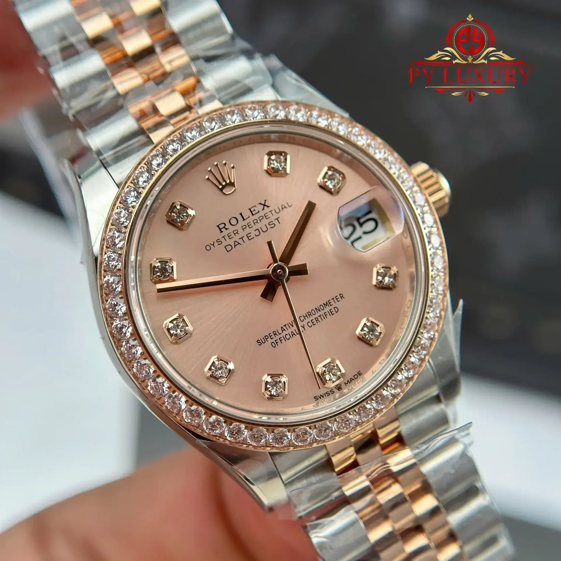 Rolex Datejust 278381RBR Two Tone Rose Gold Rose Colour Dial Stone-set Bezel Jubilee Bracelet 1:1 Best Clone THB 31mm - 图片 5