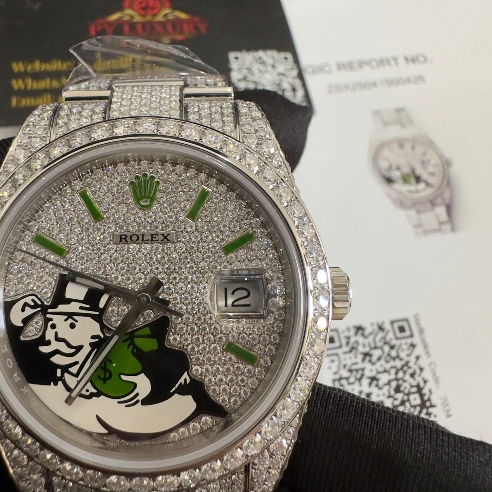 Rolex Datejust 126300 Bust Down Iced Out Moisssanite Diamonds Monopoly Dial Best Replica 41mm - 图片 4