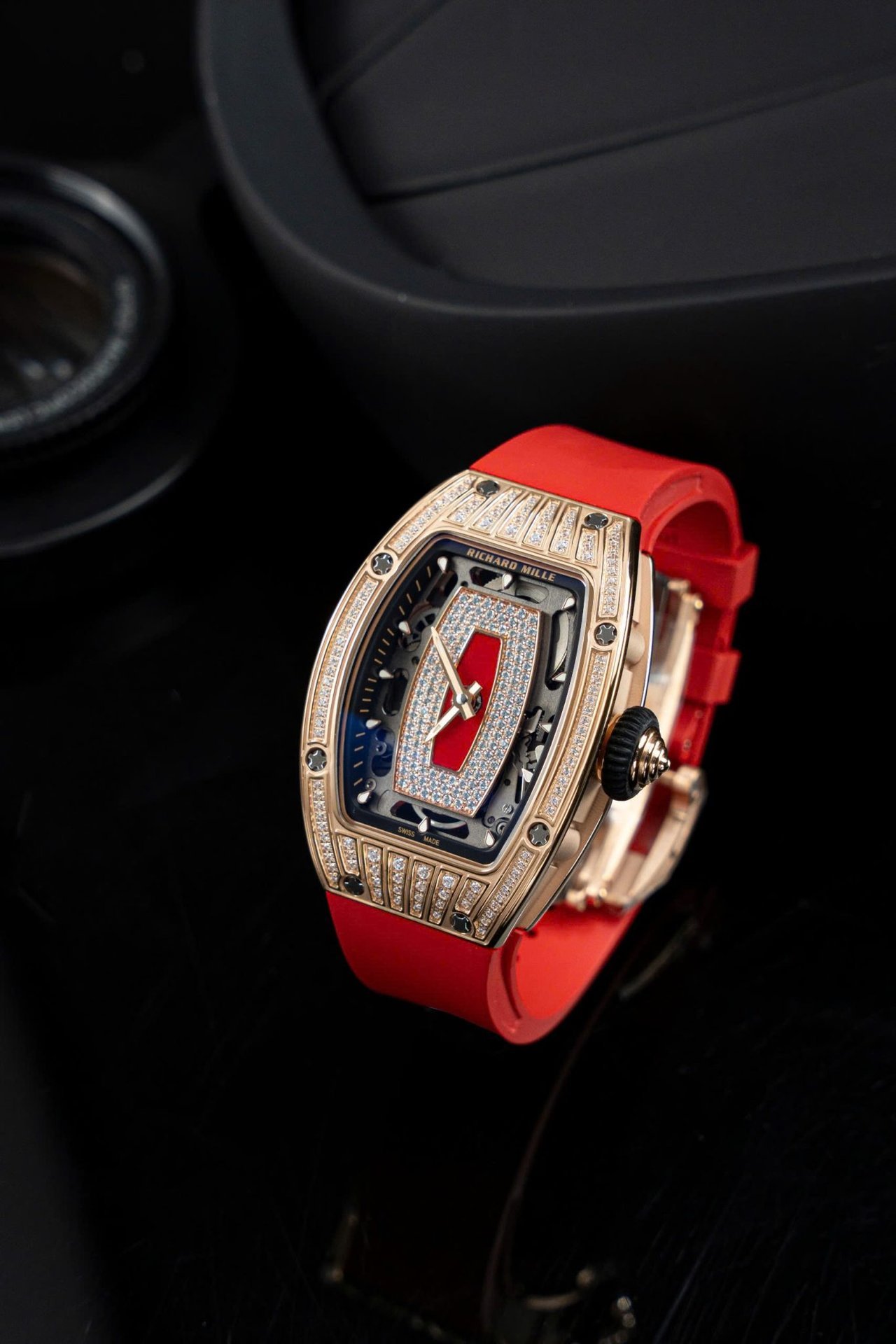 Richard Mille RM07-01 Lady Rose Gold Diamonds Jasper Dial Rubber Strap 1:1 Super Clone ZF 45.32 x 32.3mm - 图片 4