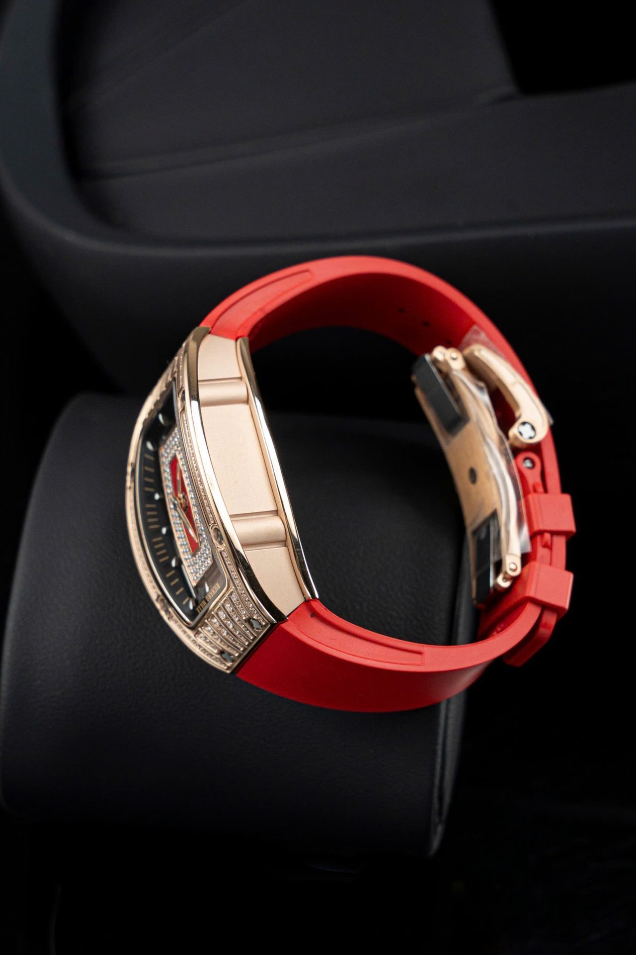 Richard Mille RM07-01 Lady Rose Gold Diamonds Jasper Dial Rubber Strap 1:1 Super Clone ZF 45.32 x 32.3mm - 图片 7
