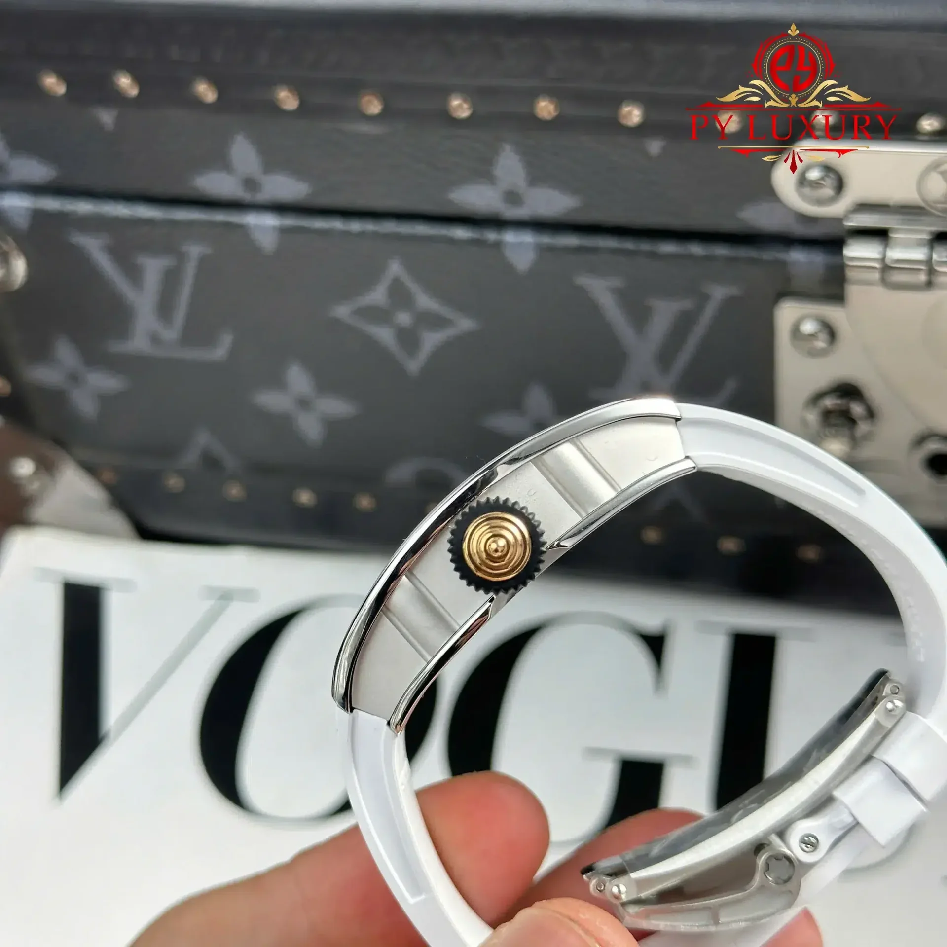 Richard Mille RM07-01 Lady Diamonds Red Lip White Rubber Strap 1:1 Super Clone ZF 45.32 x 32.3mm - 图片 7