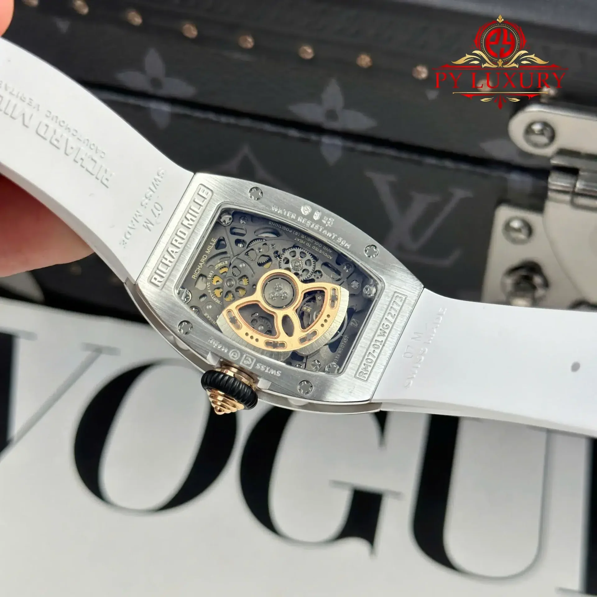 Richard Mille RM07-01 Lady Diamonds Red Lip White Rubber Strap 1:1 Super Clone ZF 45.32 x 32.3mm - 图片 8