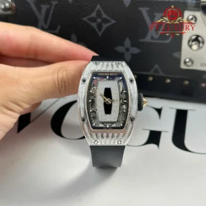 Richard Mille RM07-01 Lady Diamonds Black Onyx Dial Black Rubber Strap 1:1 Super Clone ZF 45.32 x 32.3mm