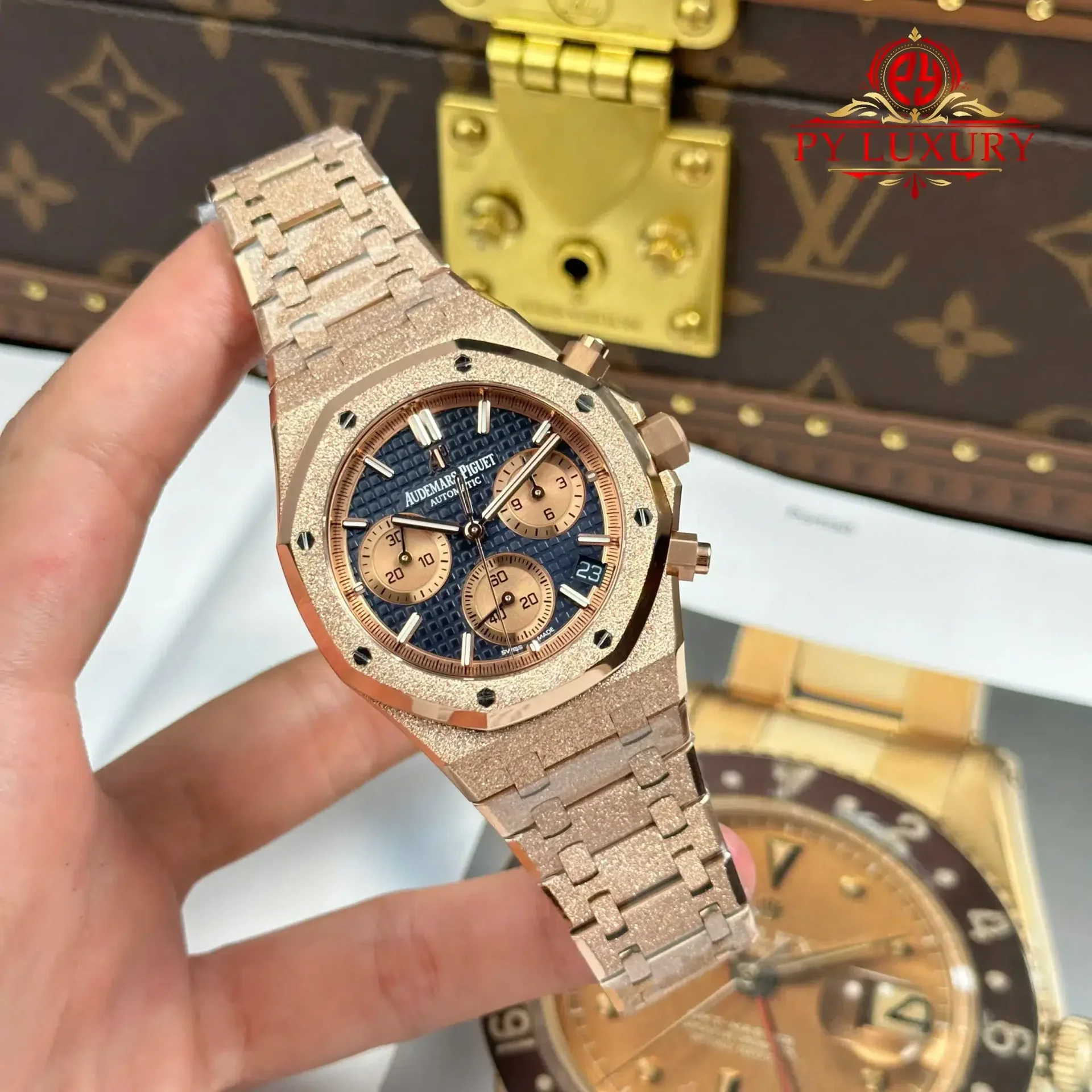 Audemars Piguet Royal Oak Chronograph 26239OR Frosted Rose Gold Blue Dial 1:1 Best Replica APSF 41mm - 图片 2