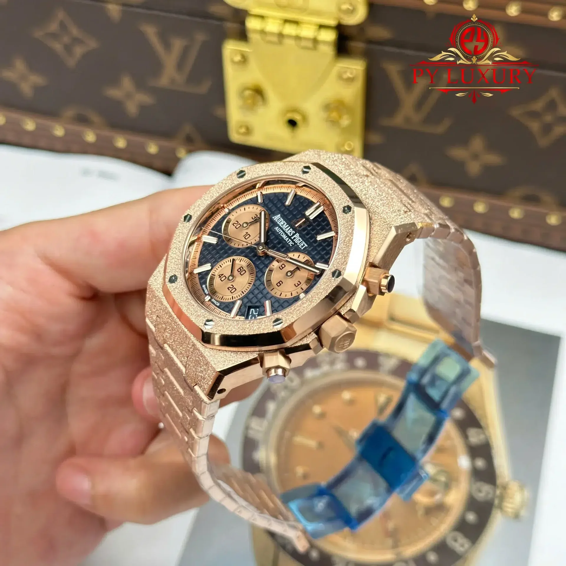 Audemars Piguet Royal Oak Chronograph 26239OR Frosted Rose Gold Blue Dial 1:1 Best Replica APSF 41mm - 图片 3