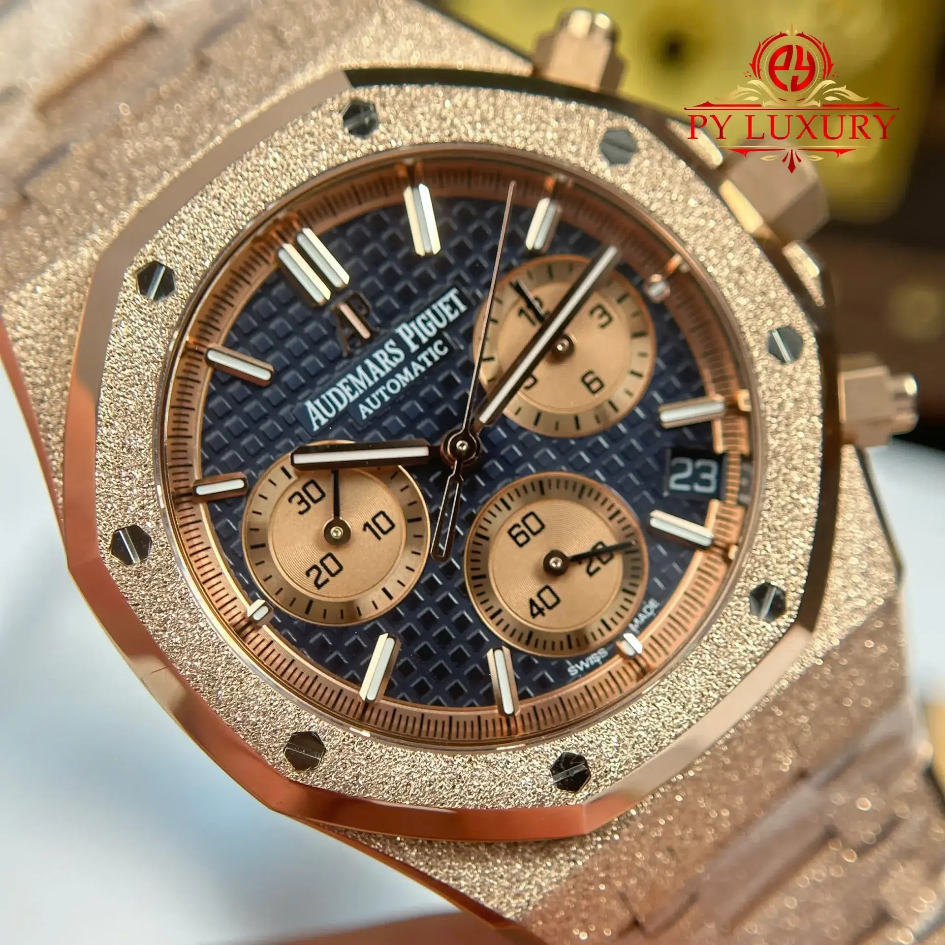 Audemars Piguet Royal Oak Chronograph 26239OR Frosted Rose Gold Blue Dial 1:1 Best Replica APSF 41mm - 图片 4