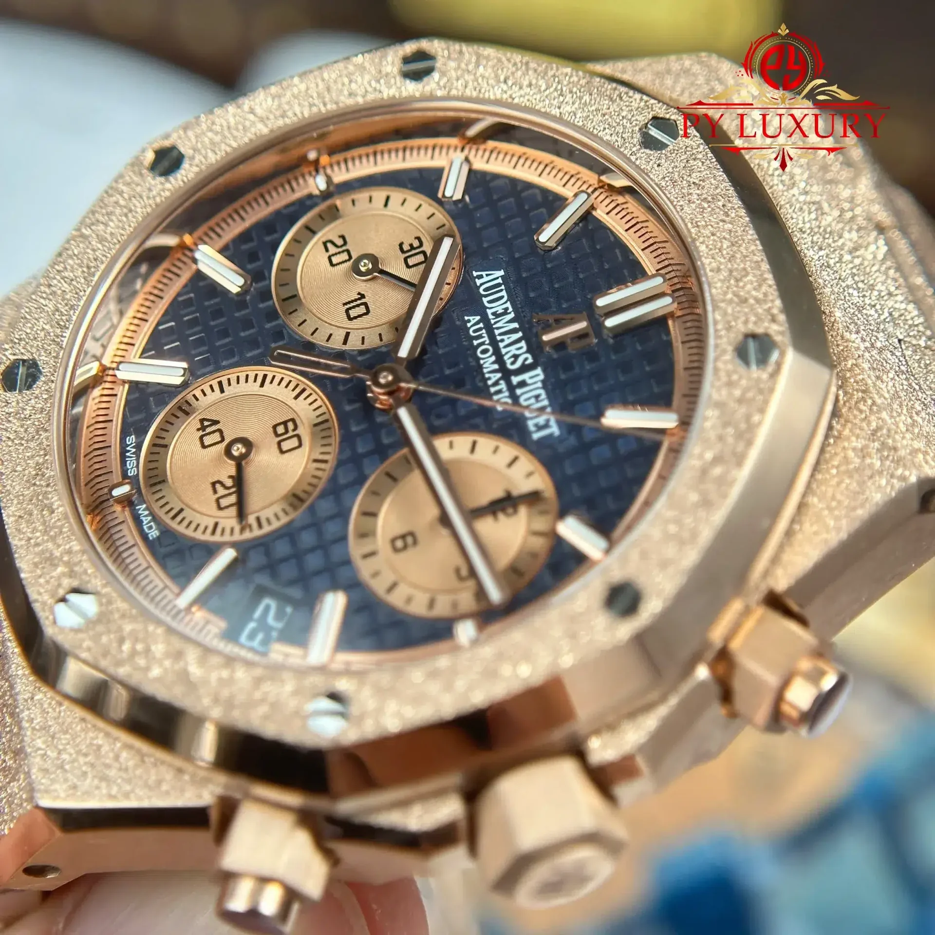 Audemars Piguet Royal Oak Chronograph 26239OR Frosted Rose Gold Blue Dial 1:1 Best Replica APSF 41mm - 图片 5