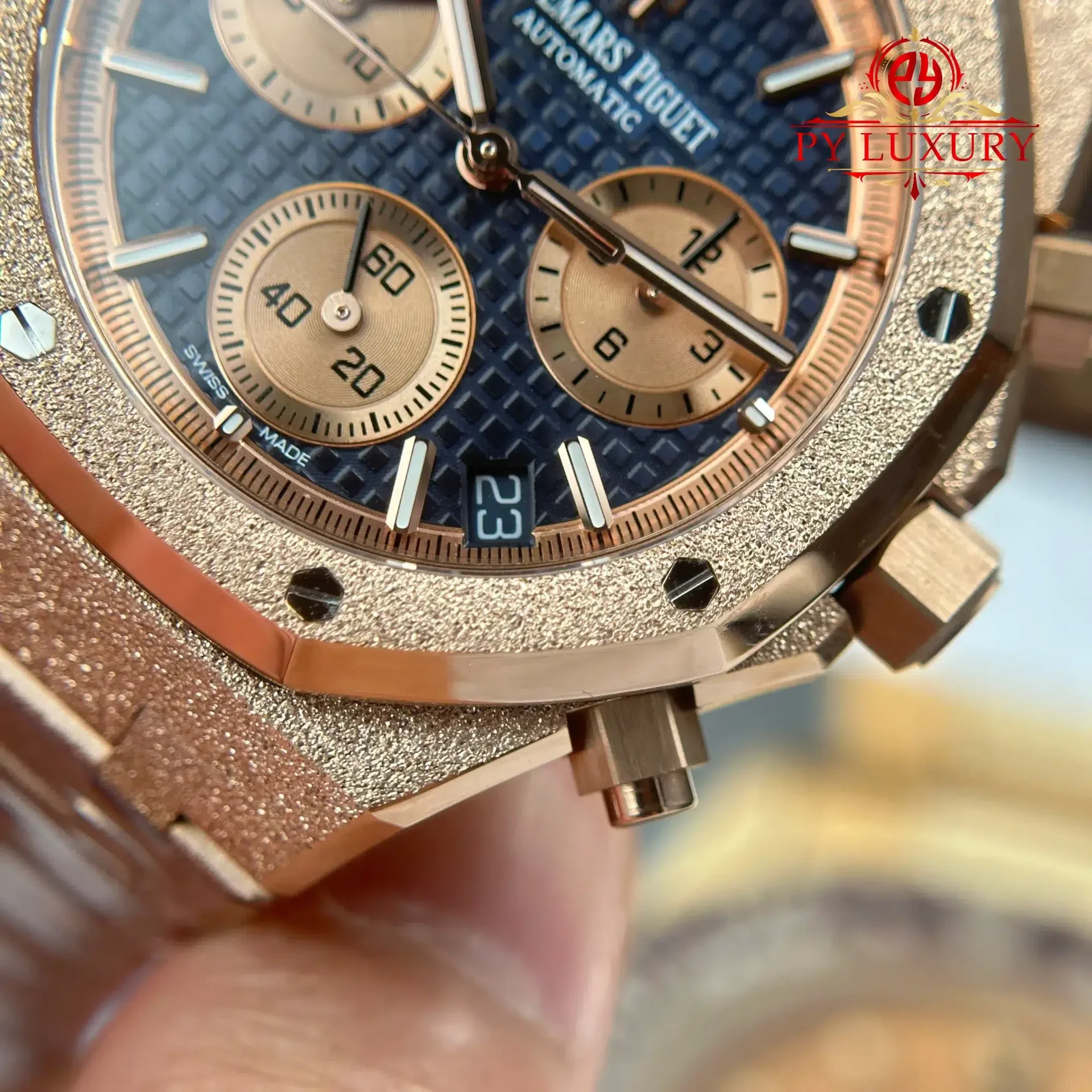 Audemars Piguet Royal Oak Chronograph 26239OR Frosted Rose Gold Blue Dial 1:1 Best Replica APSF 41mm - 图片 6