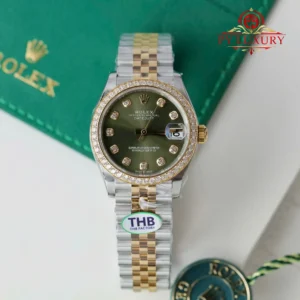 Rolex Datejust 278383RBR Two Tone Yellow Gold Olive Green Dial Diamond Bezel Jubilee Bracelet Best Replica THB 31mm
