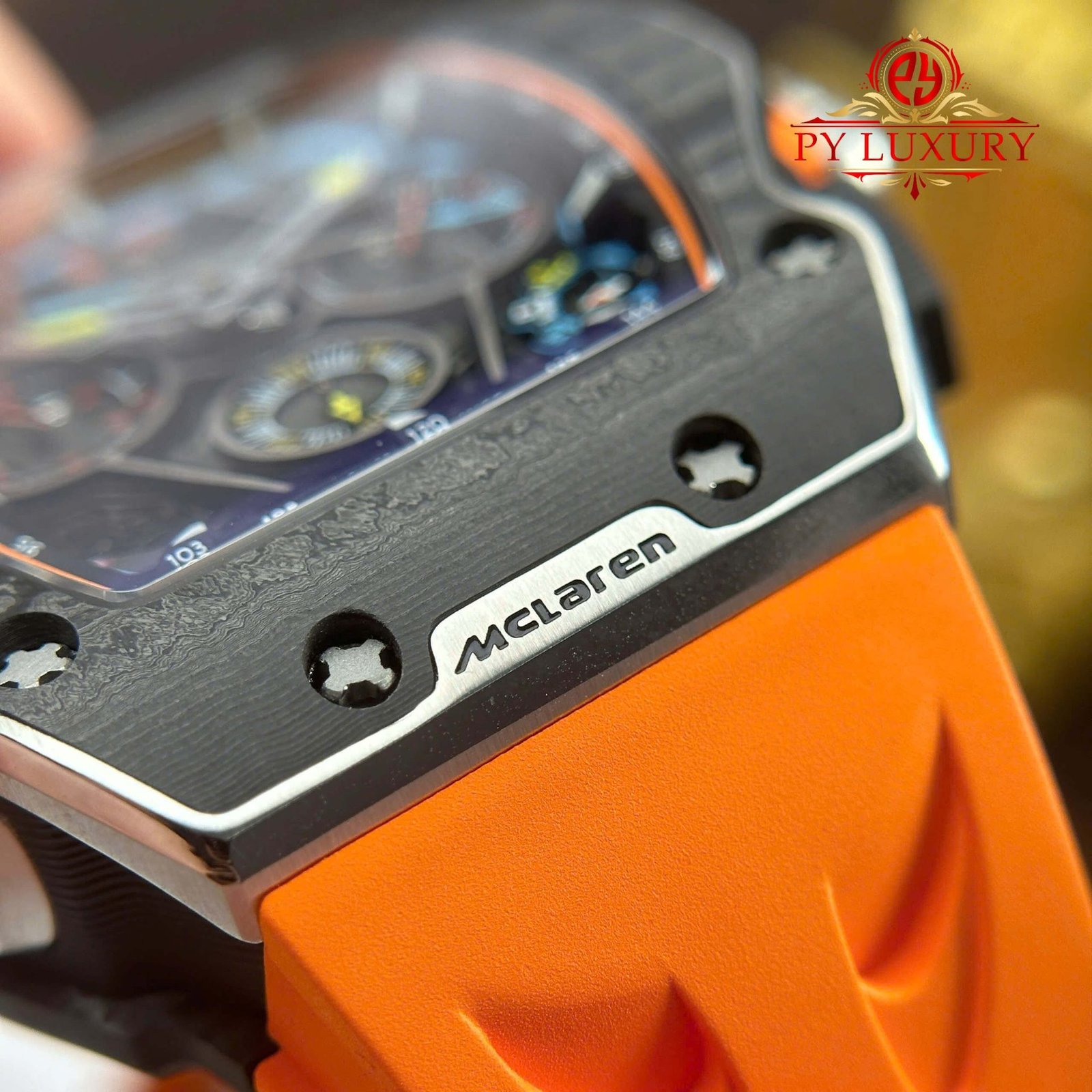 Richard Mille RM65-01 McLaren Chronograph Carbon Fiber Skeleton Dial Rubber Strap Best Replica 44.5mm x 49.9mm - 图片 7