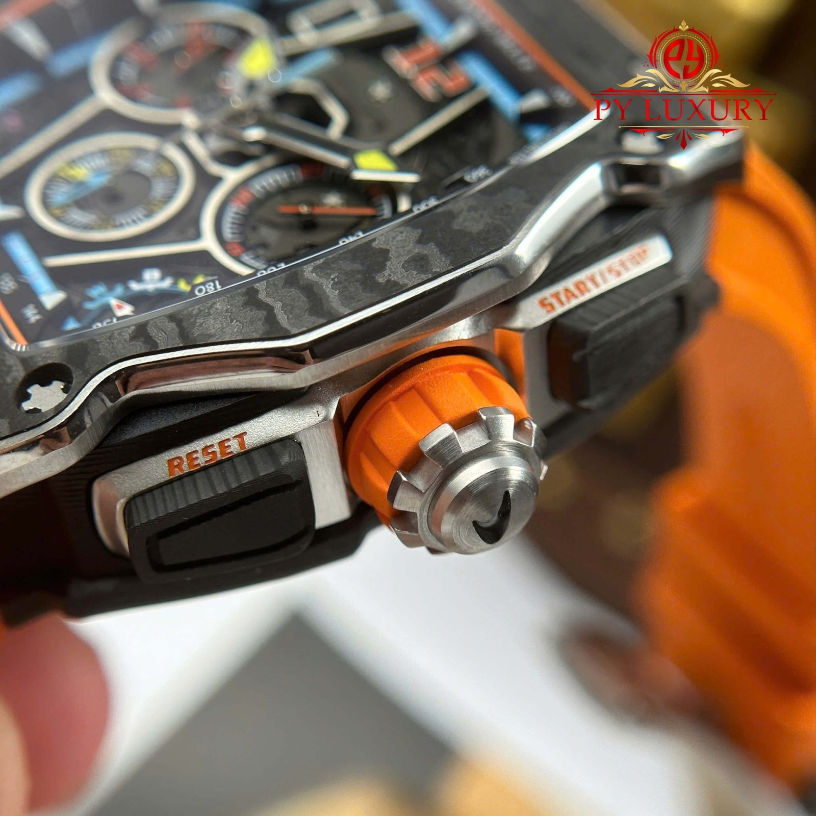 Richard Mille RM65-01 McLaren Chronograph Carbon Fiber Skeleton Dial Rubber Strap Best Replica 44.5mm x 49.9mm - 图片 8