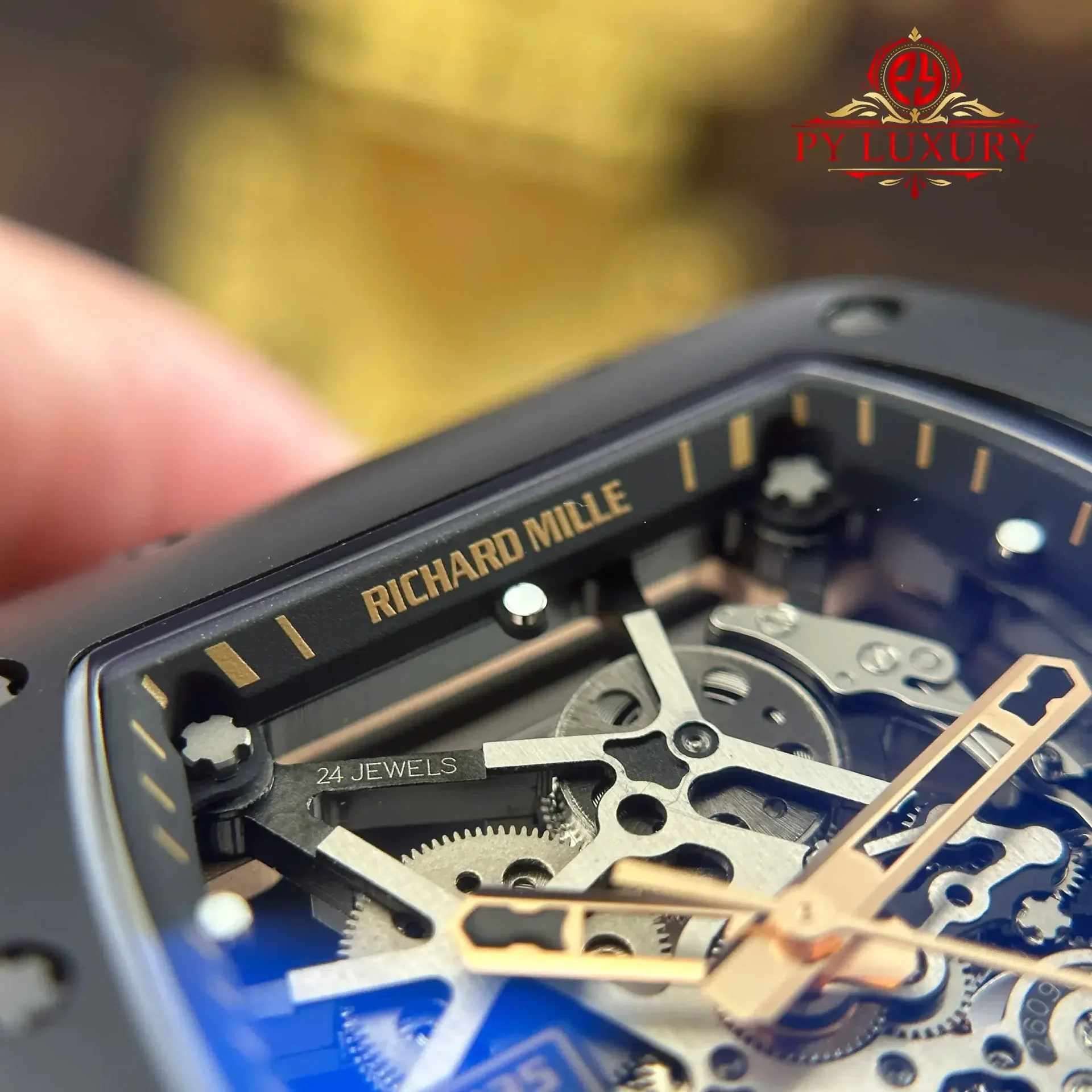 Richard Mille RM035 Black Toro Ceramic & Rose Gold Skeleton Dial Rubber Strap Best Replica 1:1 ZF Factory 39.7mm x 48mm - 图片 6