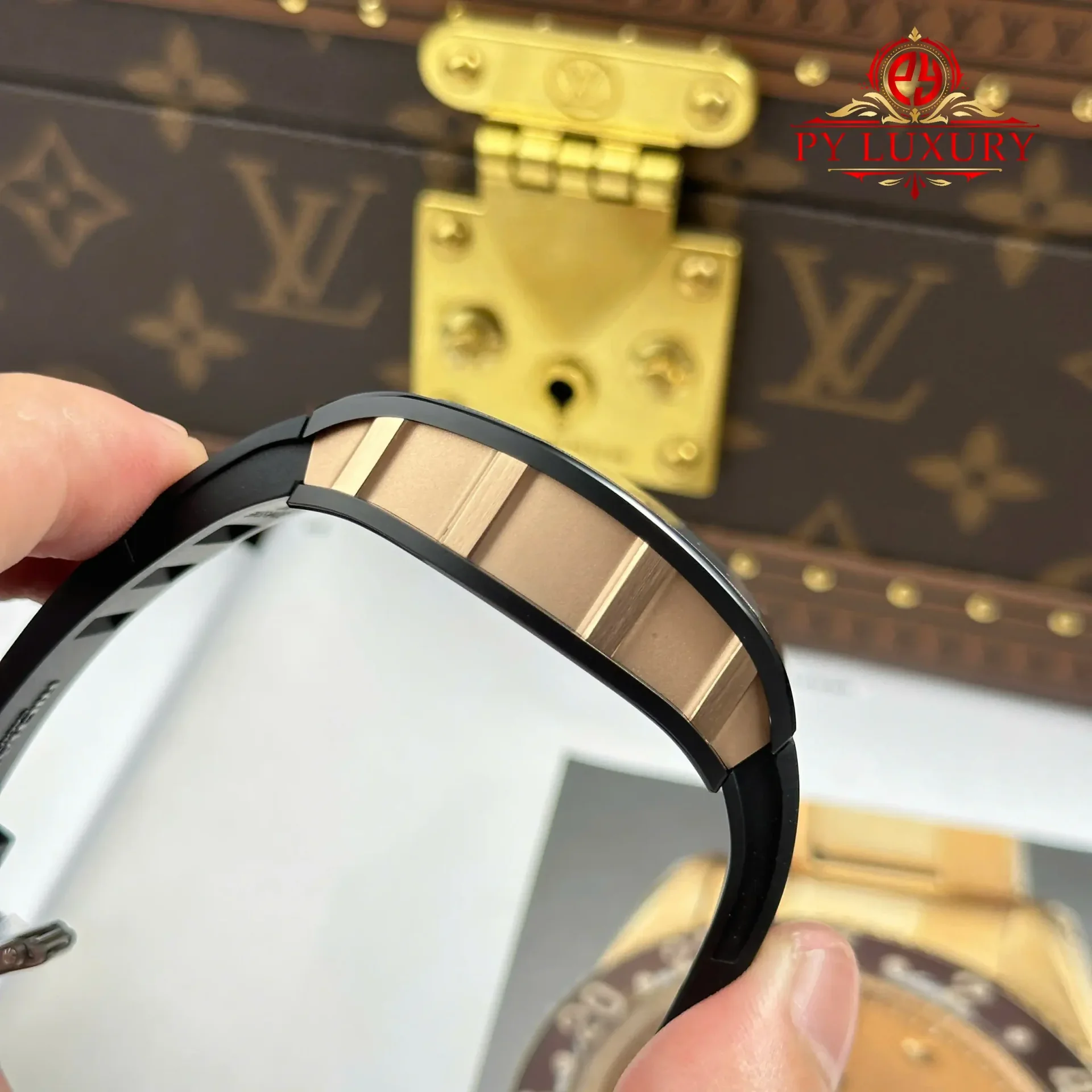 Richard Mille RM035 Black Toro Ceramic & Rose Gold Skeleton Dial Rubber Strap Best Replica 1:1 ZF Factory 39.7mm x 48mm - 图片 9
