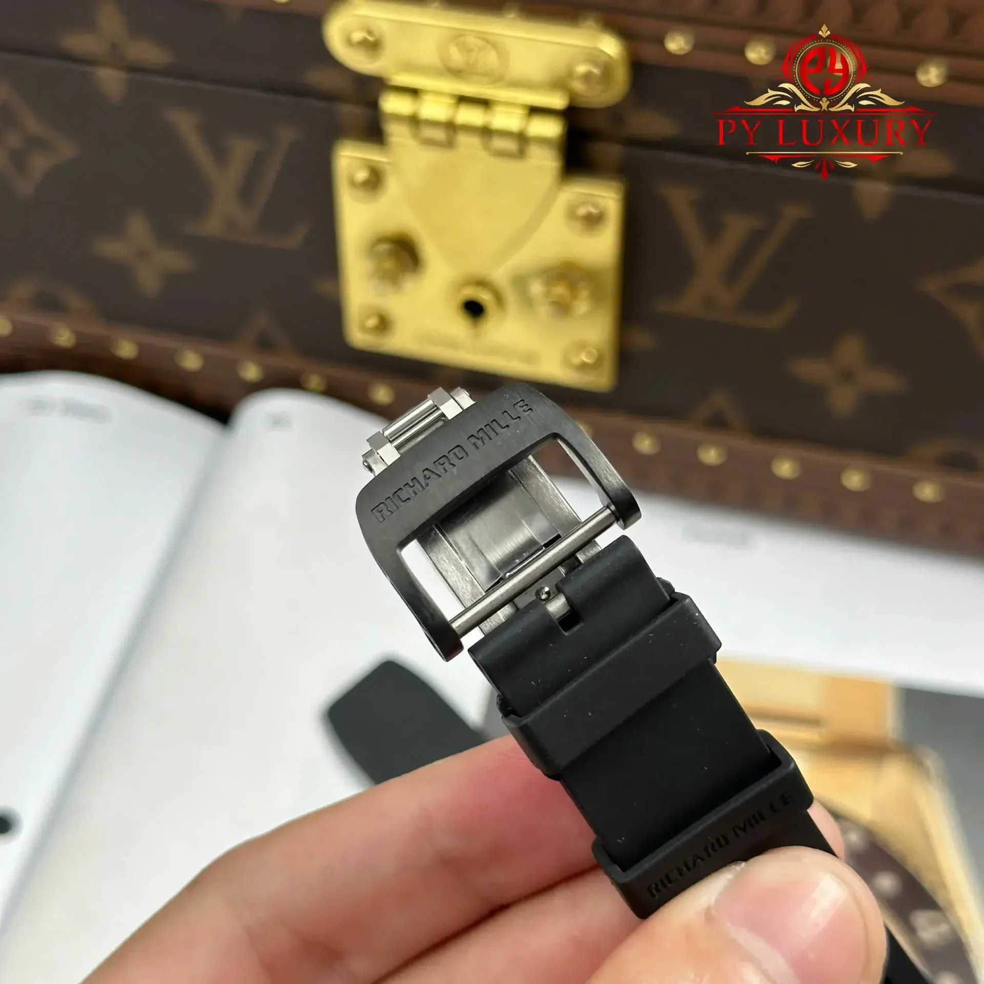 Richard Mille RM035 Black Toro Ceramic & Rose Gold Skeleton Dial Rubber Strap Best Replica 1:1 ZF Factory 39.7mm x 48mm - 图片 12