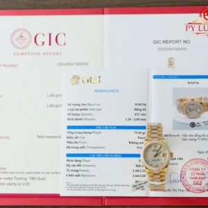 Rolex Datejust Lady 18K Yellow Gold Plated Custom Natural MOP Dial Moissanite Bezel Moissanite Bracelet 31mm