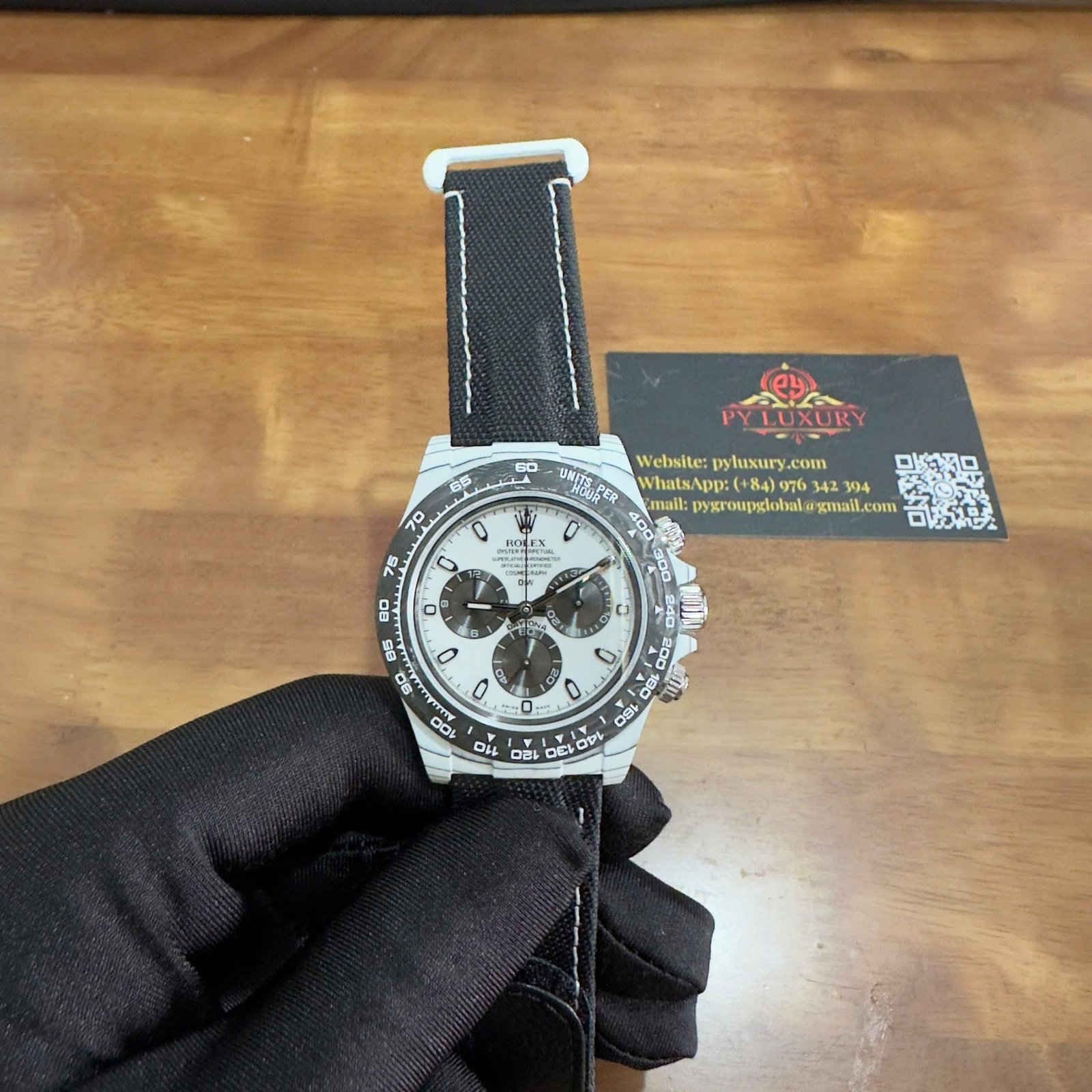 Rolex DiW Daytona IRBIS Quartz Fiber White & Black Dial Nylon Strap 1:1 Best Replica 41mm