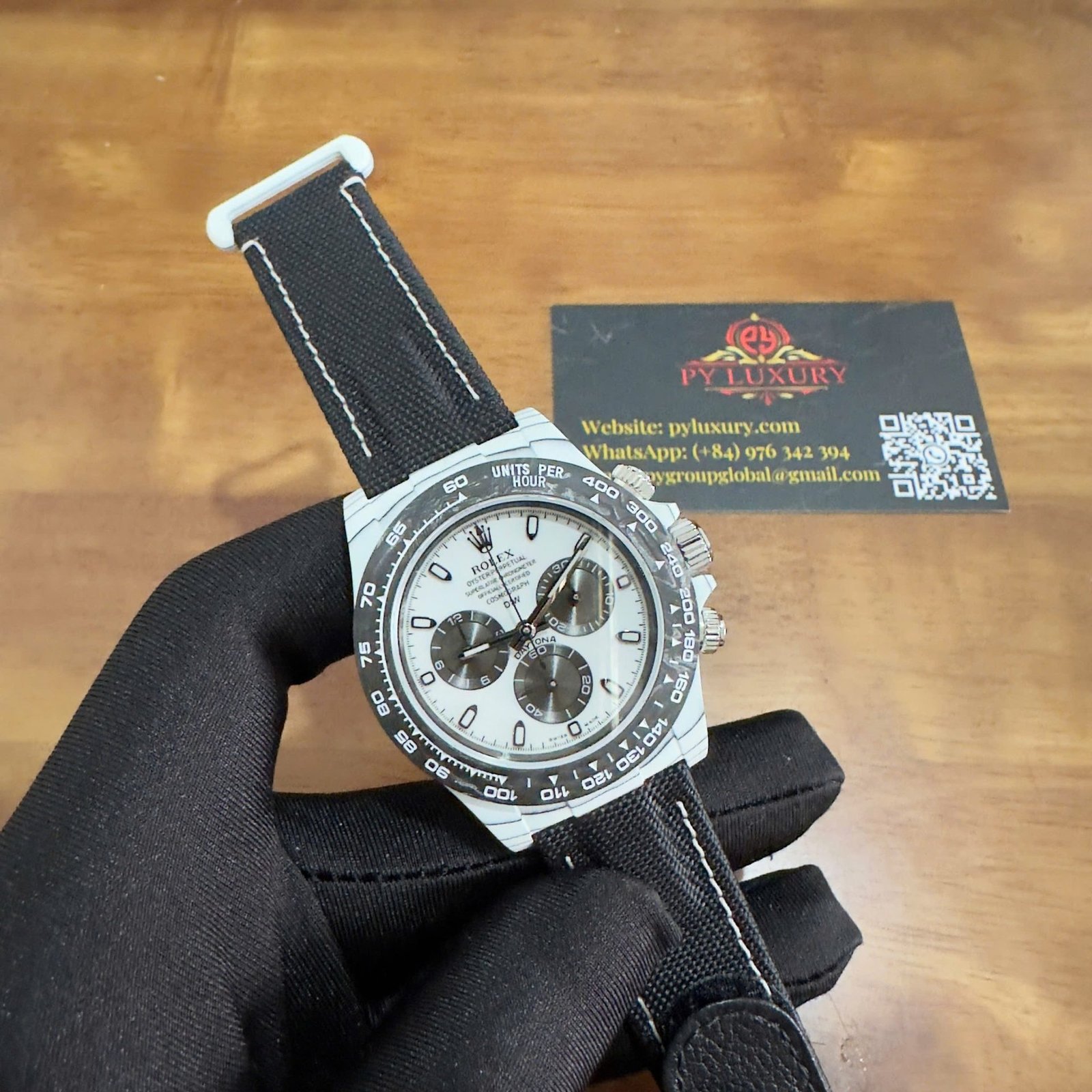 Rolex DiW Daytona IRBIS Quartz Fiber White & Black Dial Nylon Strap 1:1 Best Replica 41mm - 图片 2
