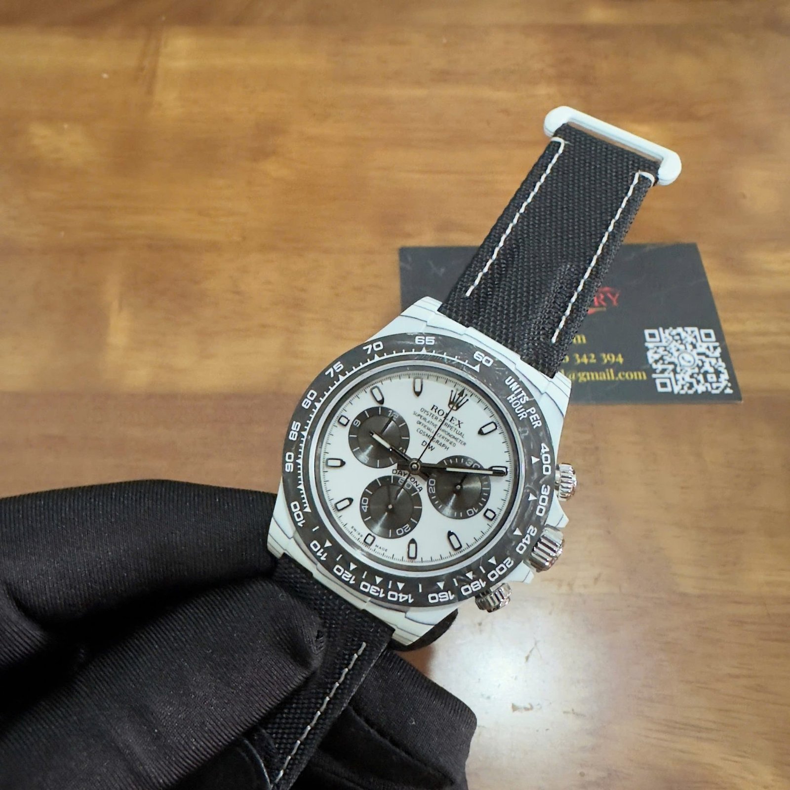 Rolex DiW Daytona IRBIS Quartz Fiber White & Black Dial Nylon Strap 1:1 Best Replica 41mm - 图片 3