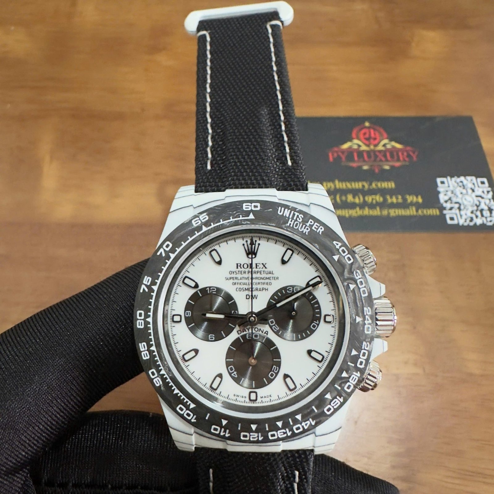 Rolex DiW Daytona IRBIS Quartz Fiber White & Black Dial Nylon Strap 1:1 Best Replica 41mm - 图片 4