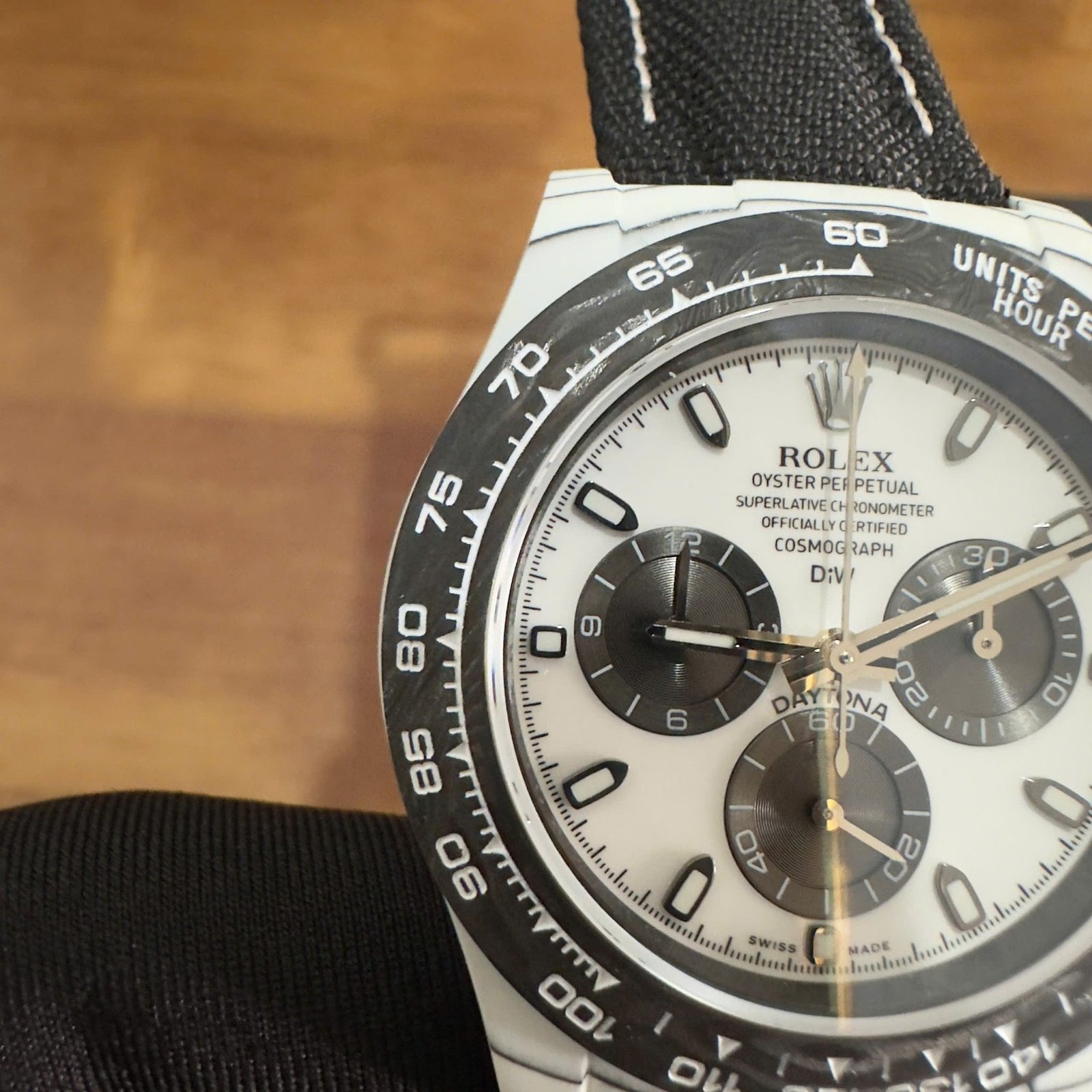 Rolex DiW Daytona IRBIS Quartz Fiber White & Black Dial Nylon Strap 1:1 Best Replica 41mm - 图片 7