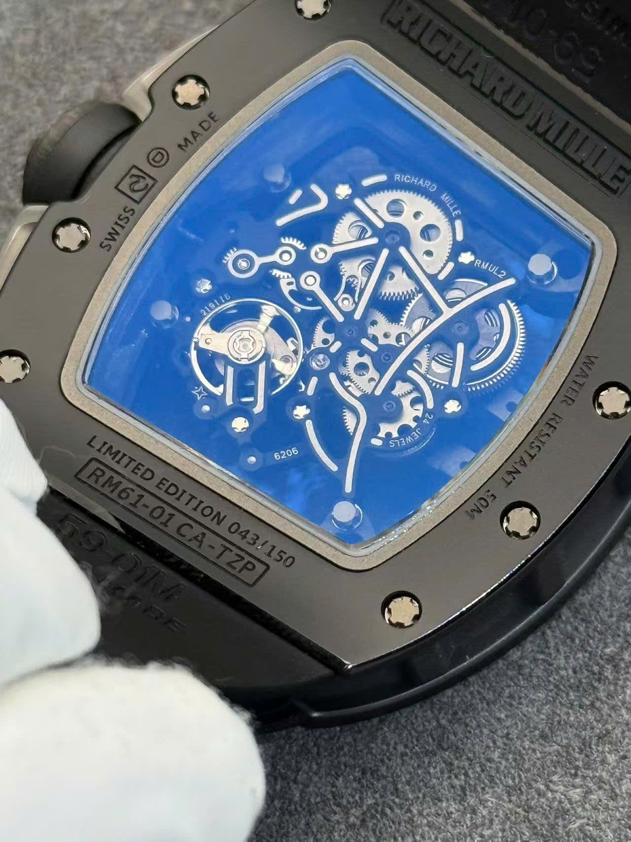 Richard Mille RM61-01 Yohan Blake All Grey Limited Edition Black Ceramic 1:1 Custom Made Exclusive Quality 42.7mm x 50.23mm - 图片 11