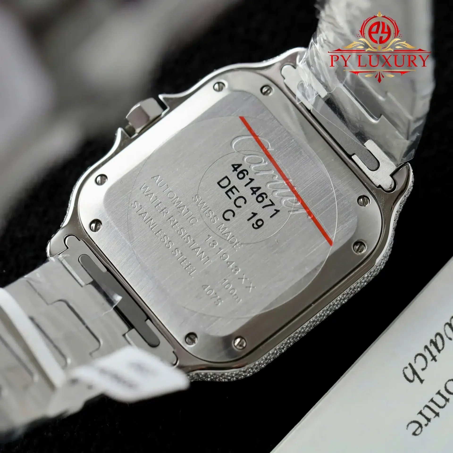 Cartier Santos Large ModelBlue Dial Iced Out Moissanite Best Replica 39.8mm - 图片 9