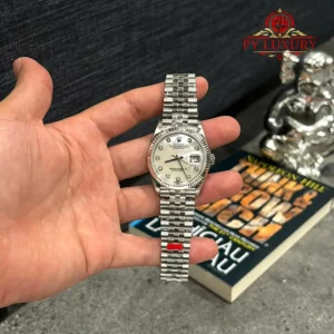 Rolex Datejust 126234 Custom Natural MOP Dial Moissanite Hour Markers Jubilee Bracelet 1:1 Best Replica VSF 36mm