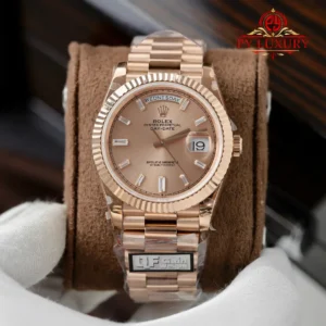 Rolex Day-Date 228235 Sundust Baguette Dial Rose Gold 186g Best Replica Q Factory 40mm
