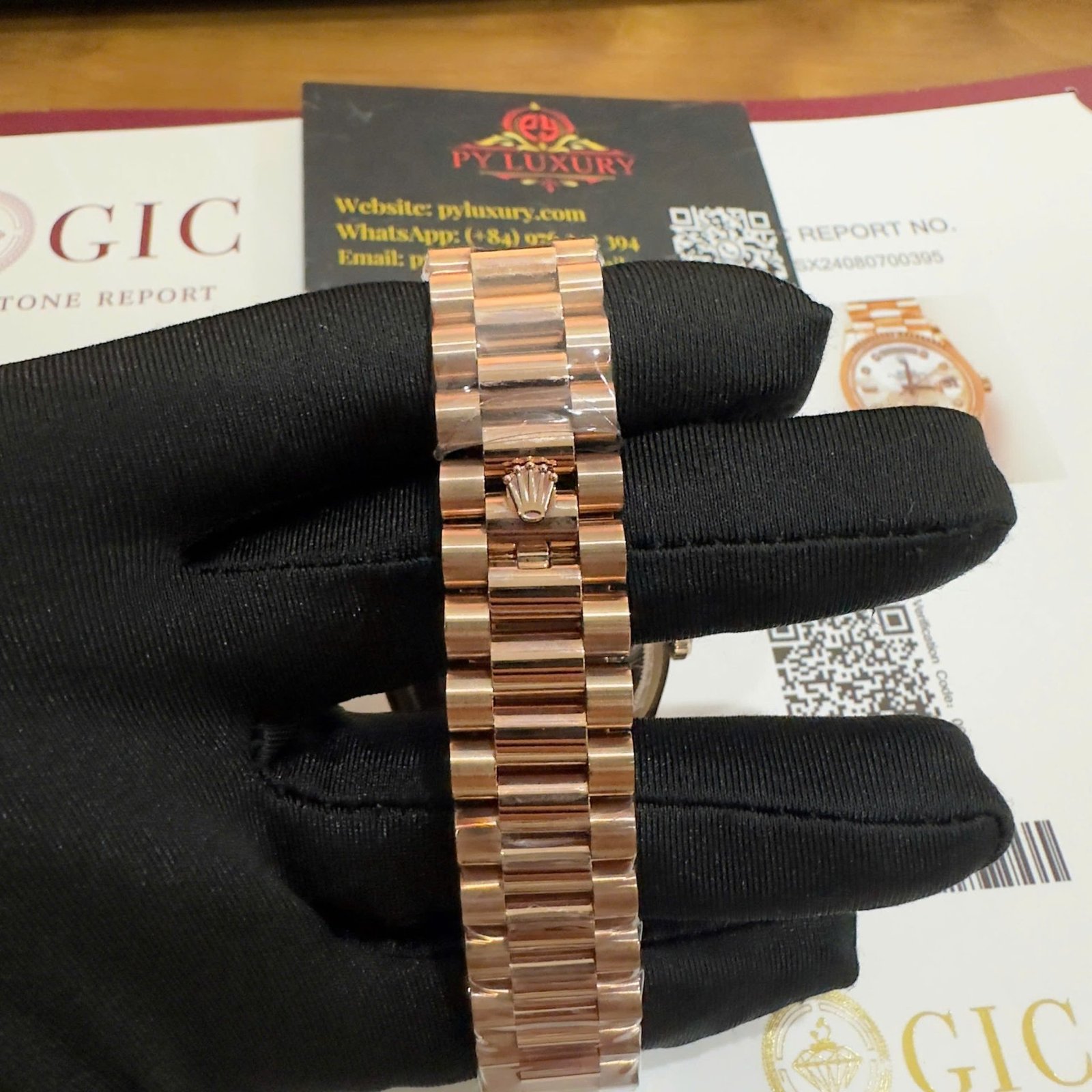 Rolex Day-Date 128235 18K Rose Gold Wrapped Custom Natural MOP Dial Moissanite Numerals Best Replica 36mm - 图片 13