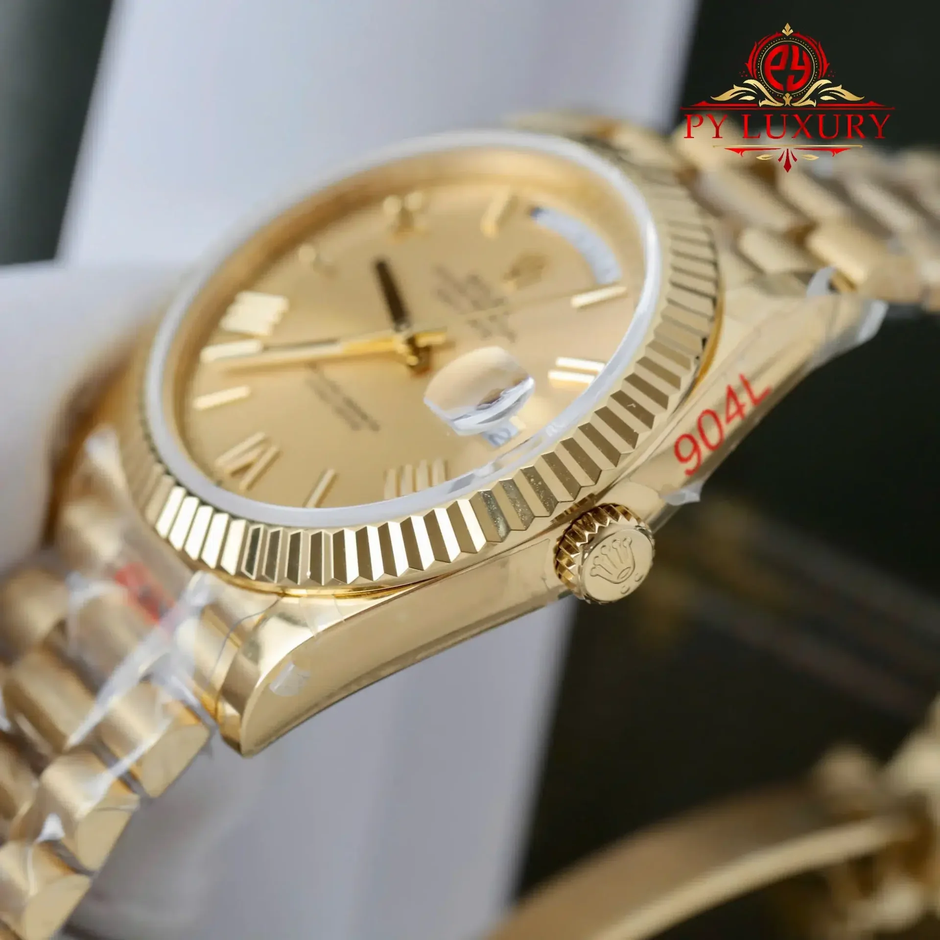 Rolex Day-Date 228238 Yellow Gold Champagne Roman Dial Best Replica QF 40mm - 图片 7