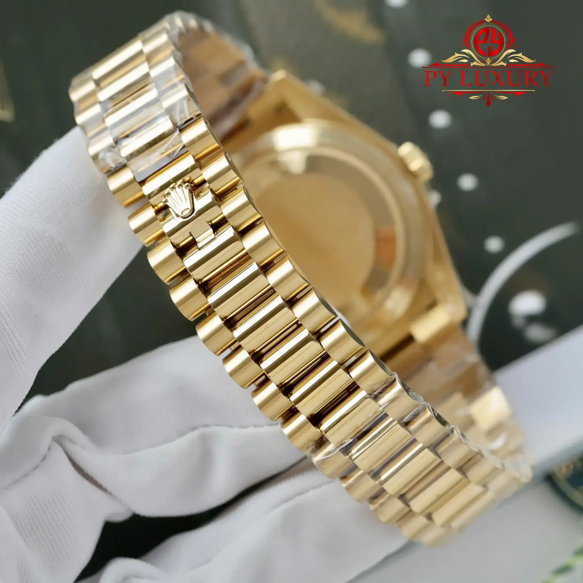 Rolex Day-Date 228238 Yellow Gold Champagne Roman Dial Best Replica QF 40mm - 图片 9