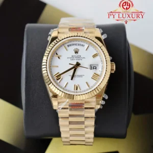 Rolex Day-Date 228238 Yellow Gold White Roman Dial Best Replica QF 40mm