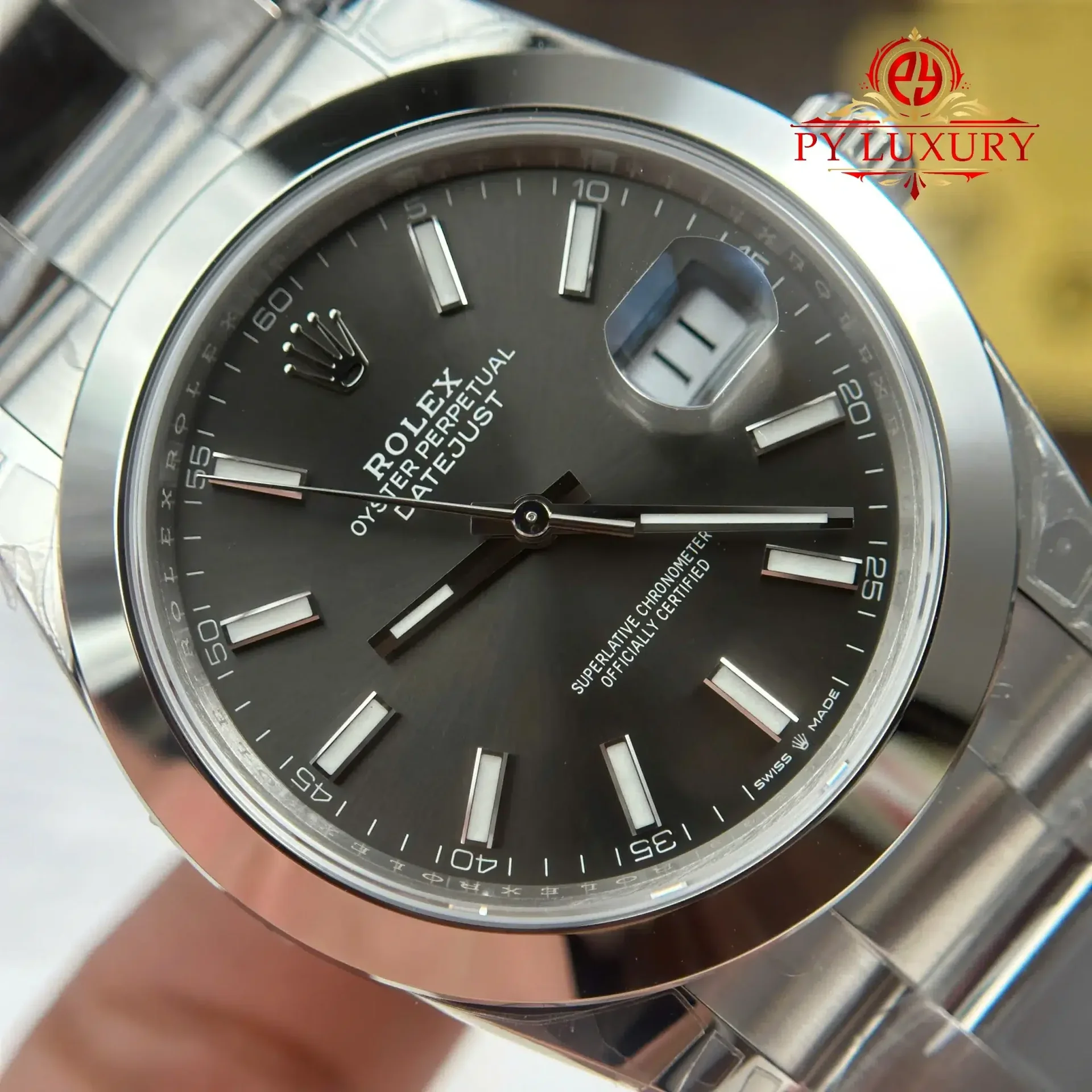 Rolex Datejust 126300 Grey Luminous Dial Smooth Bezel Oyster Bracelet 1:1 Best Replica VSF 41mm - 图片 4