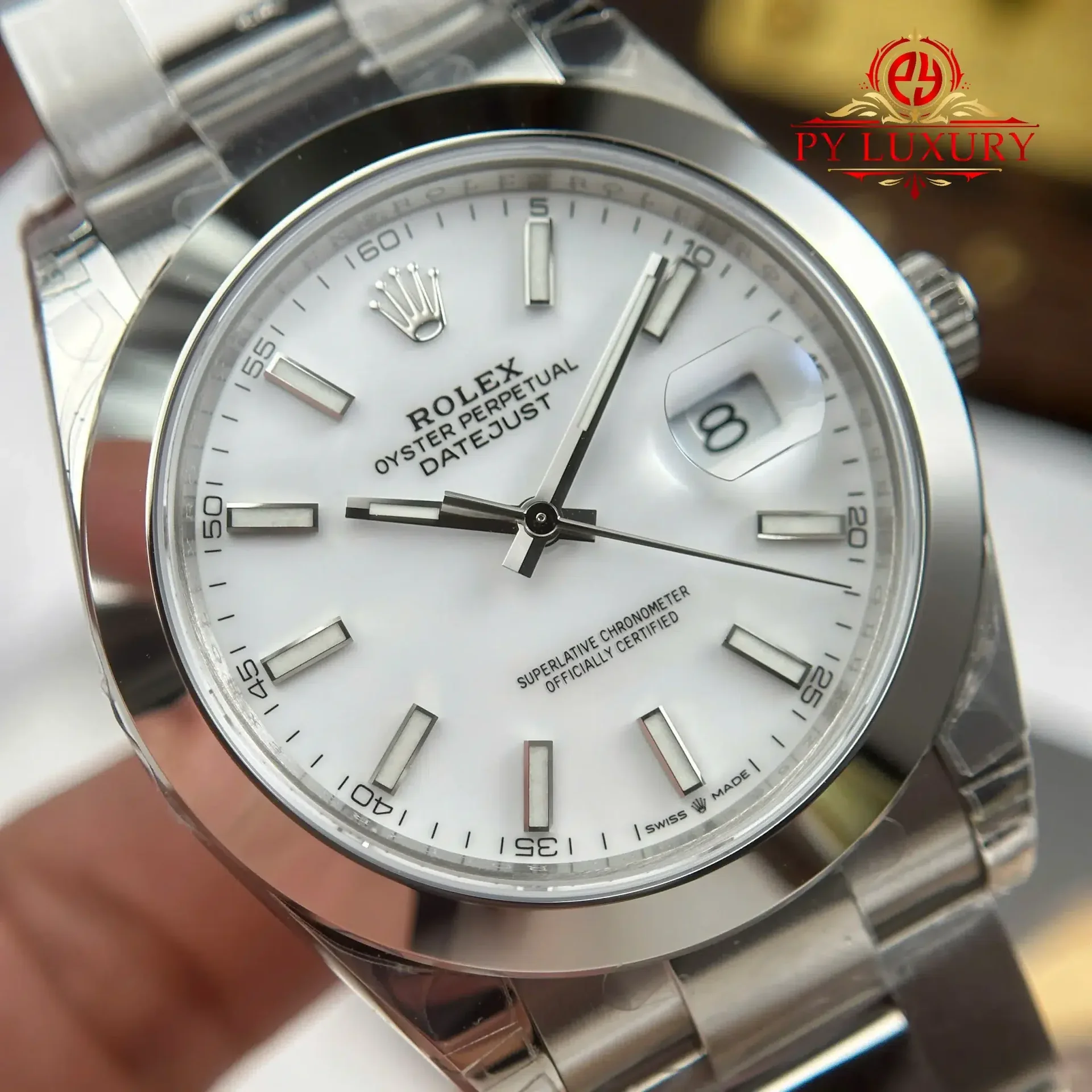Rolex Datejust 126300 White Luminous Dial Smooth Bezel Oyster Bracelet 1:1 Best Replica VSF 41mm - 图片 4