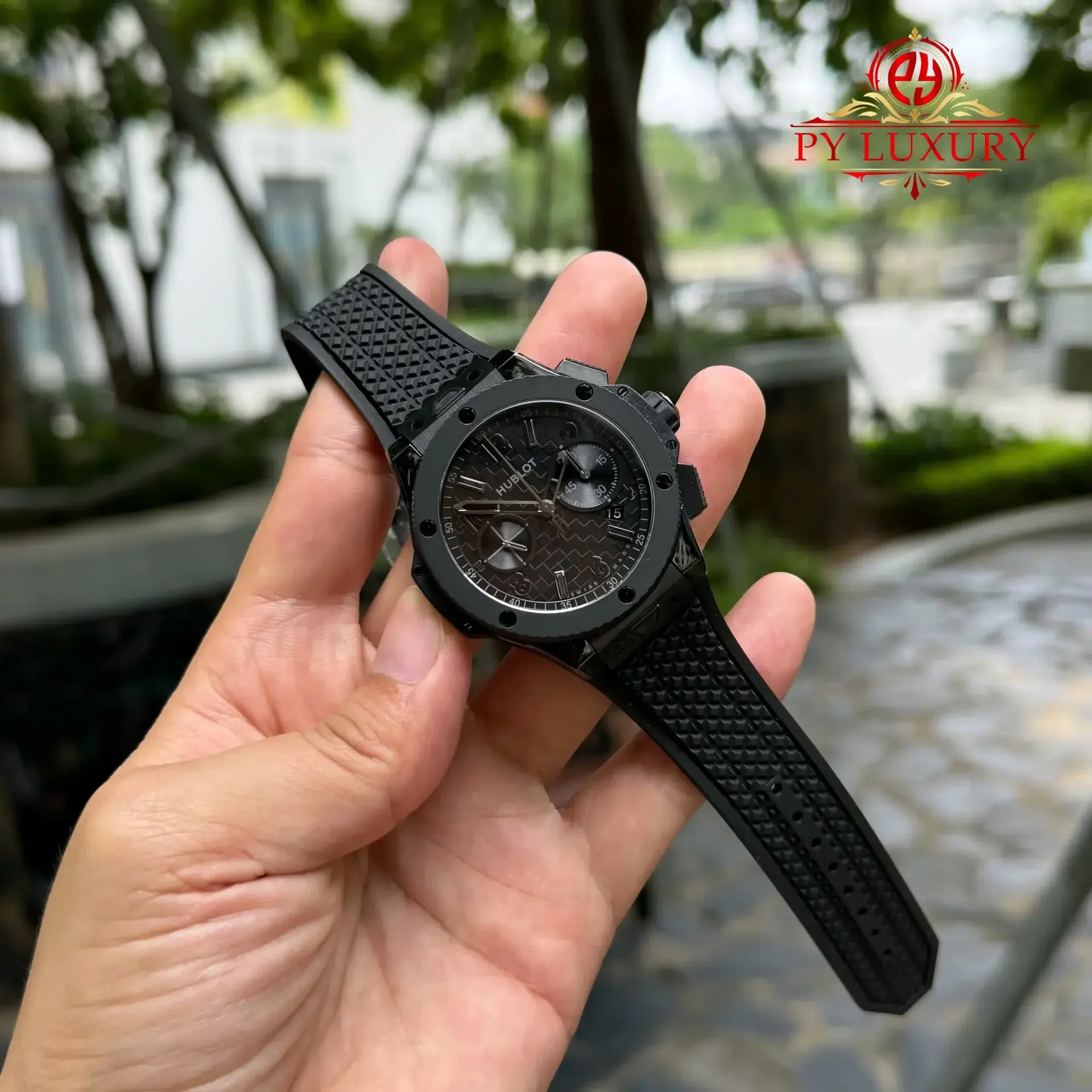 Hublot Big Bang Chronograph Ceramic 20th Anniversary All Black Best Replica BBA 43mm - 图片 3